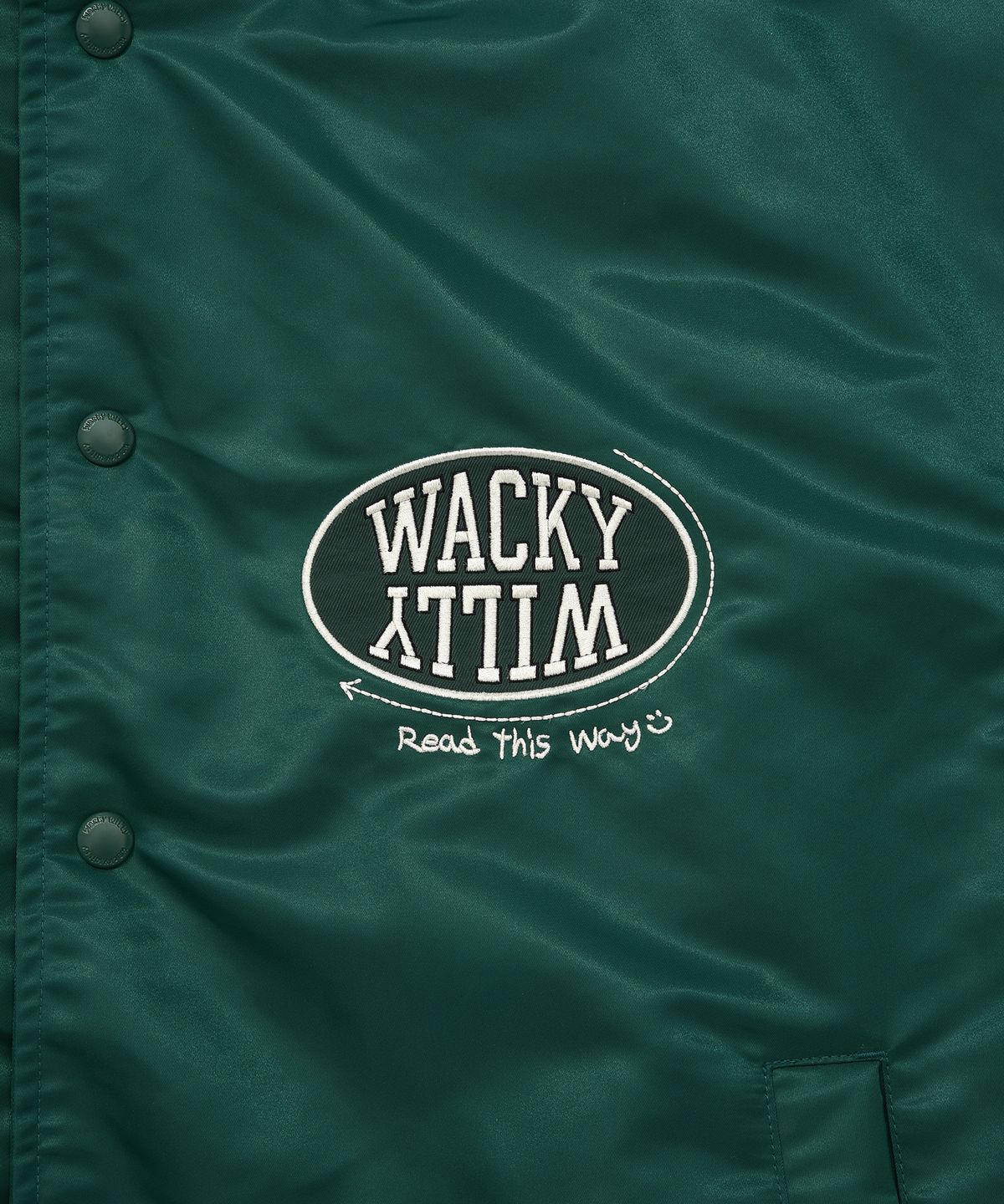와키윌리(WACKY WILLY) 나일론 바시티 점퍼 그린