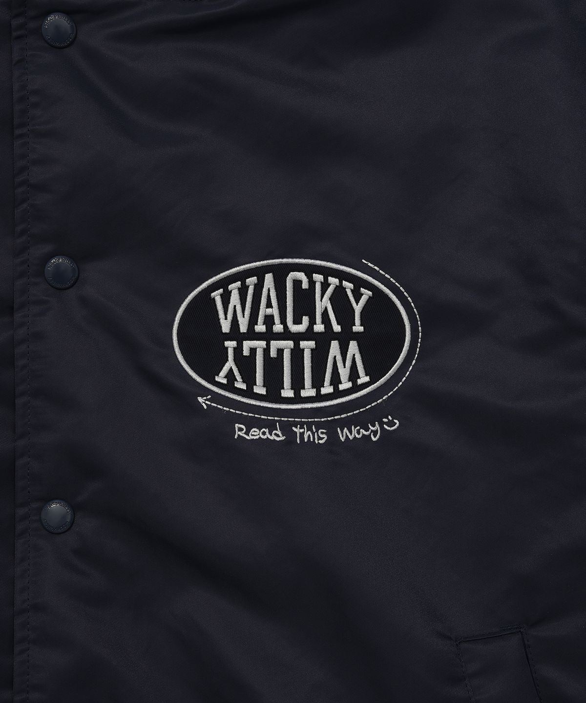 와키윌리(WACKY WILLY) 나일론 바시티 점퍼 네이비