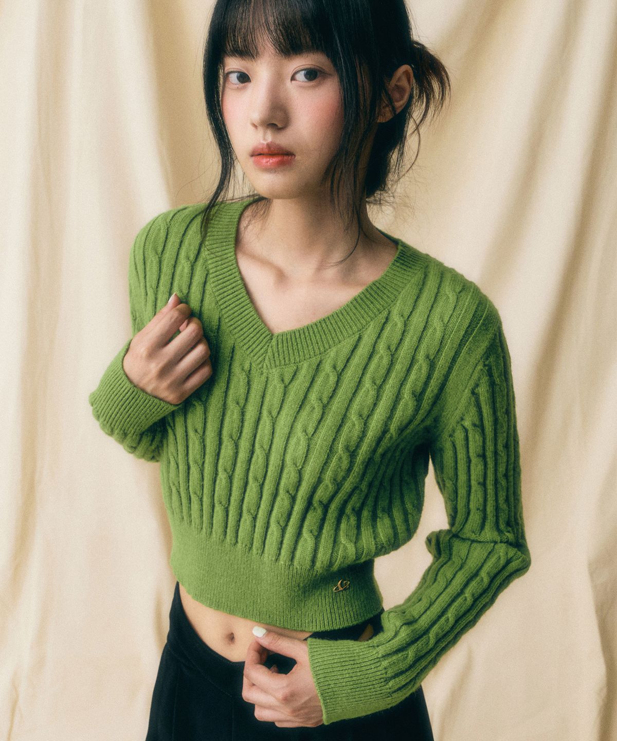비바셔스(VIVACIOUS) V-neck Cable Knit - 7COL