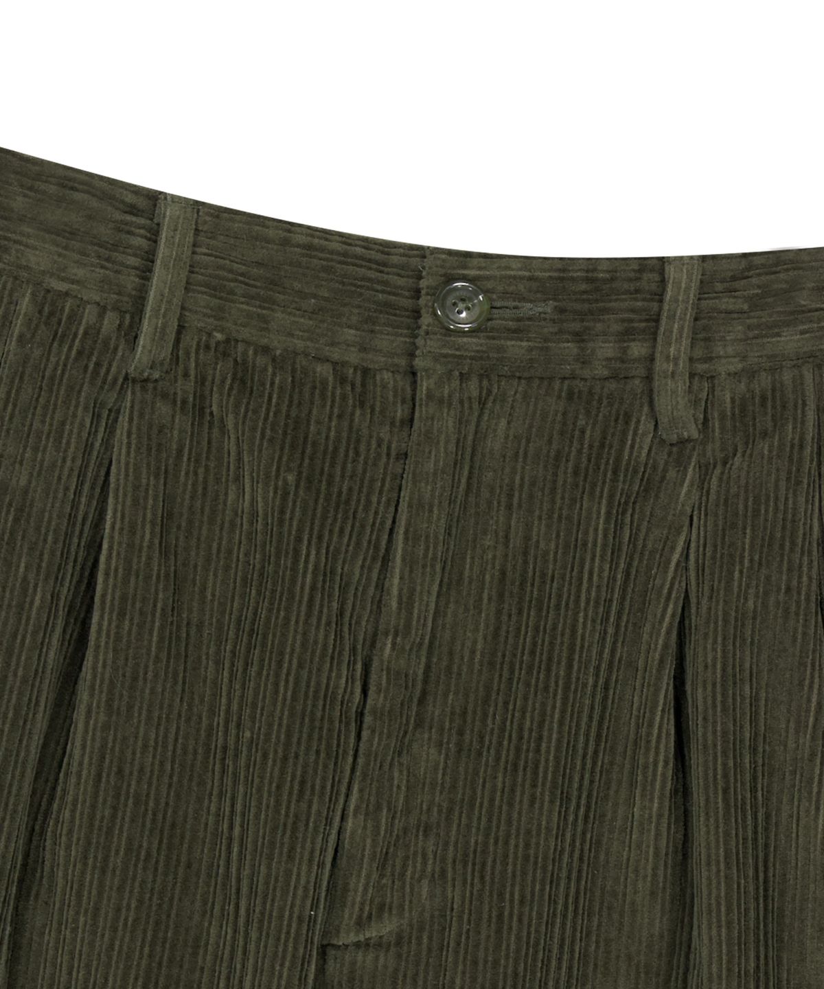 예스아이씨(YESEYESEE) Cord Tucked Pants Olive