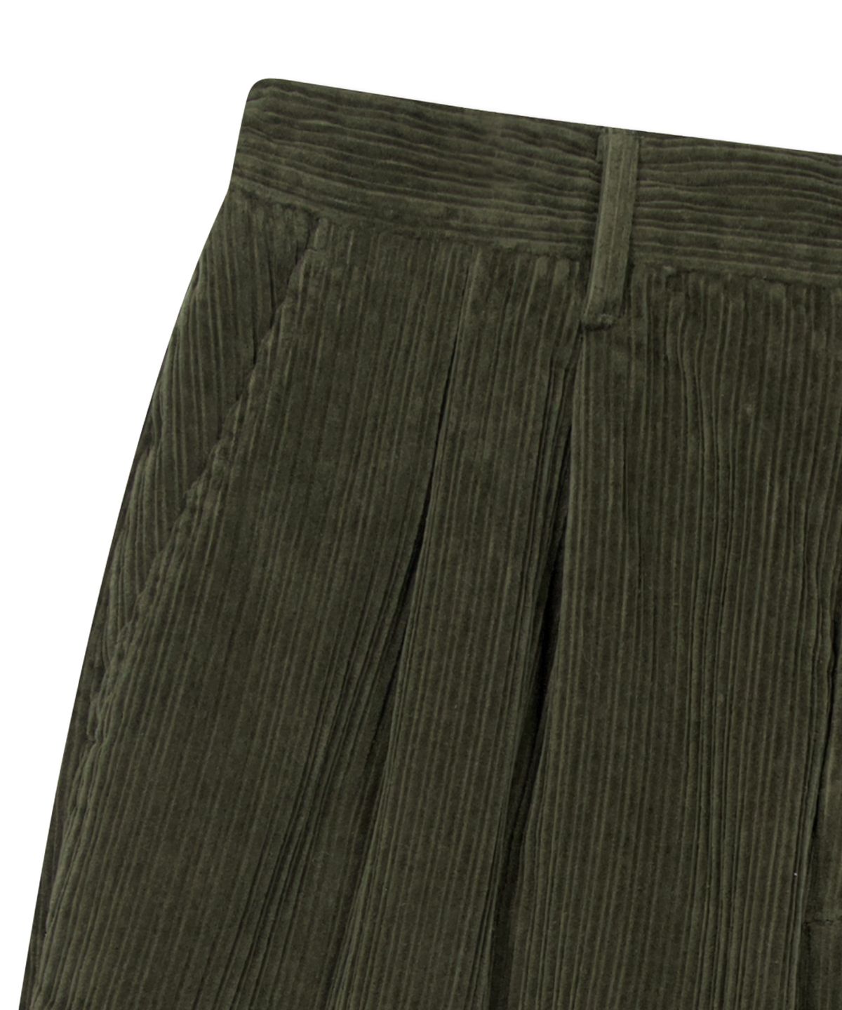 예스아이씨(YESEYESEE) Cord Tucked Pants Olive
