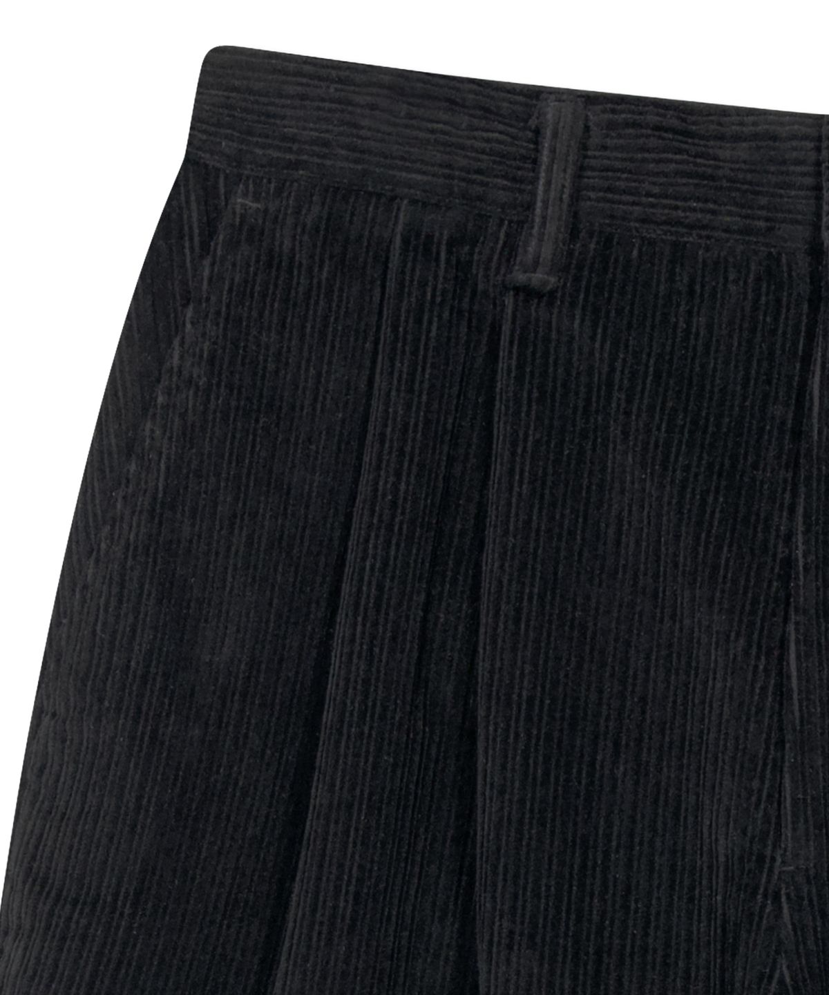 예스아이씨(YESEYESEE) Cord Tucked Pants Black