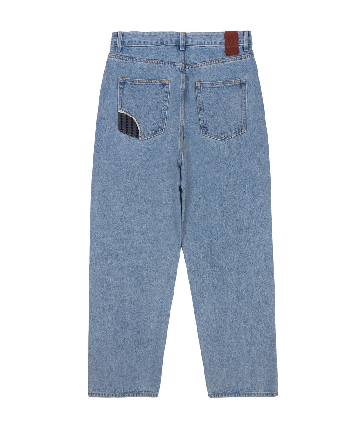 예스아이씨(YESEYESEE) Knit Patched Jeans Light Indigo