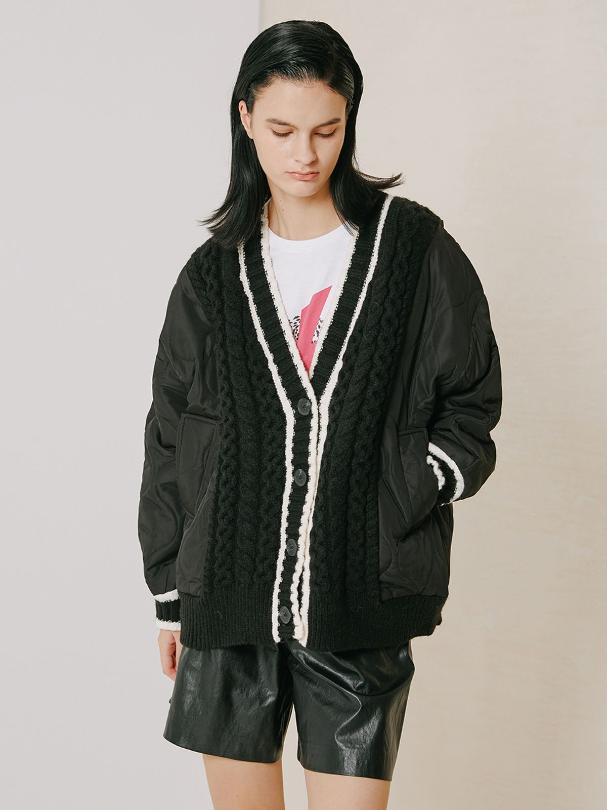 브이엔와이스튜디오(VNYSTUDIO) Vegan leather bermuda pants_YZASPN1