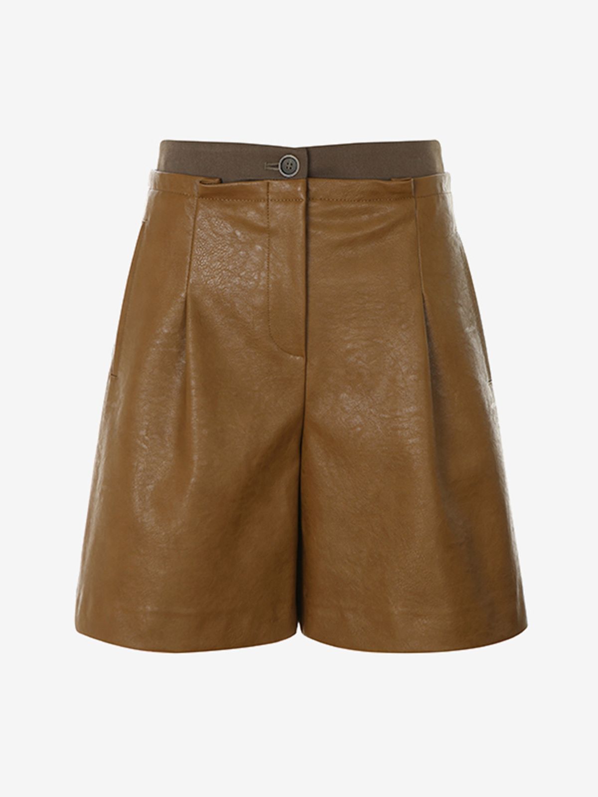 브이엔와이스튜디오(VNYSTUDIO) Vegan leather bermuda pants_YZASPN1