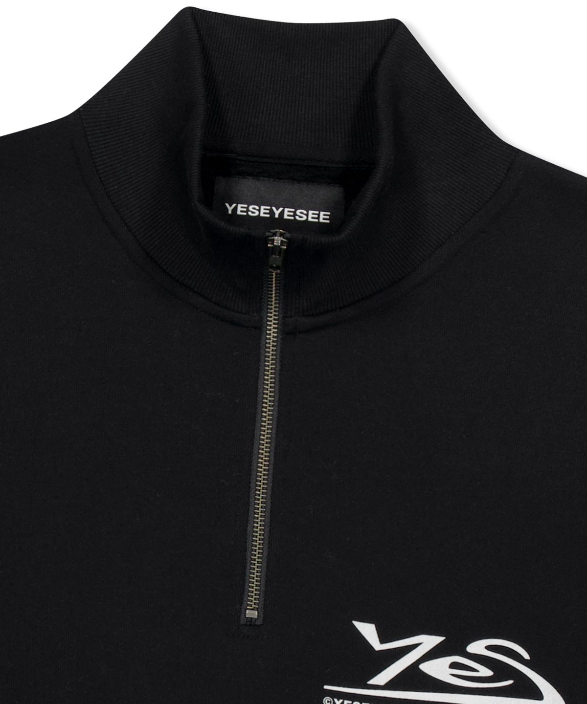 예스아이씨(YESEYESEE) Y.E.S Thumb Hole Half Zip Black