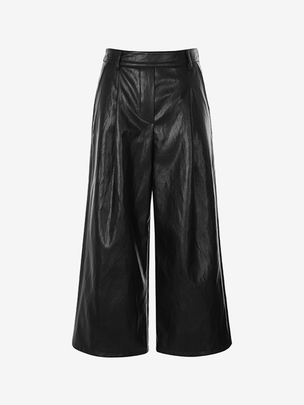 브이엔와이스튜디오(VNYSTUDIO) Vegan leather pleated trousers_YZALPN2