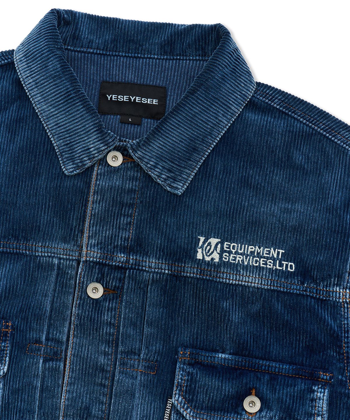 예스아이씨(YESEYESEE) Dyed Corduroy Trucker Jacket Indigo