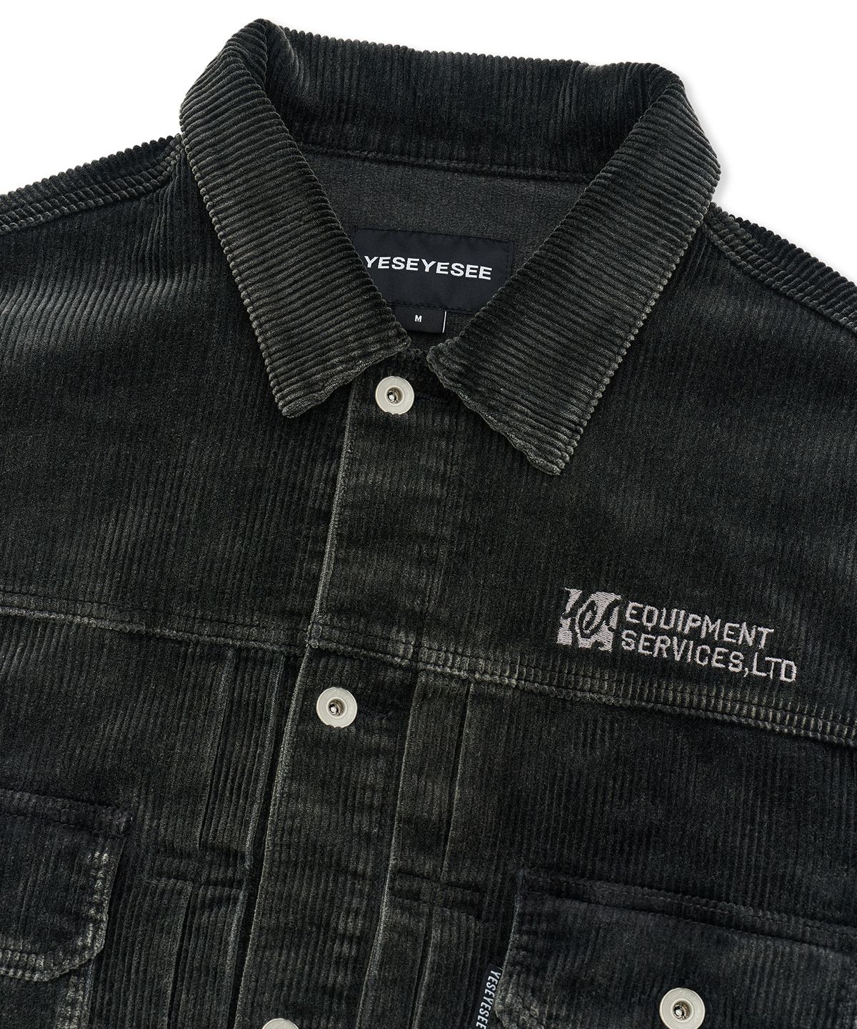 예스아이씨(YESEYESEE) Dyed Corduroy Trucker Jacket Black