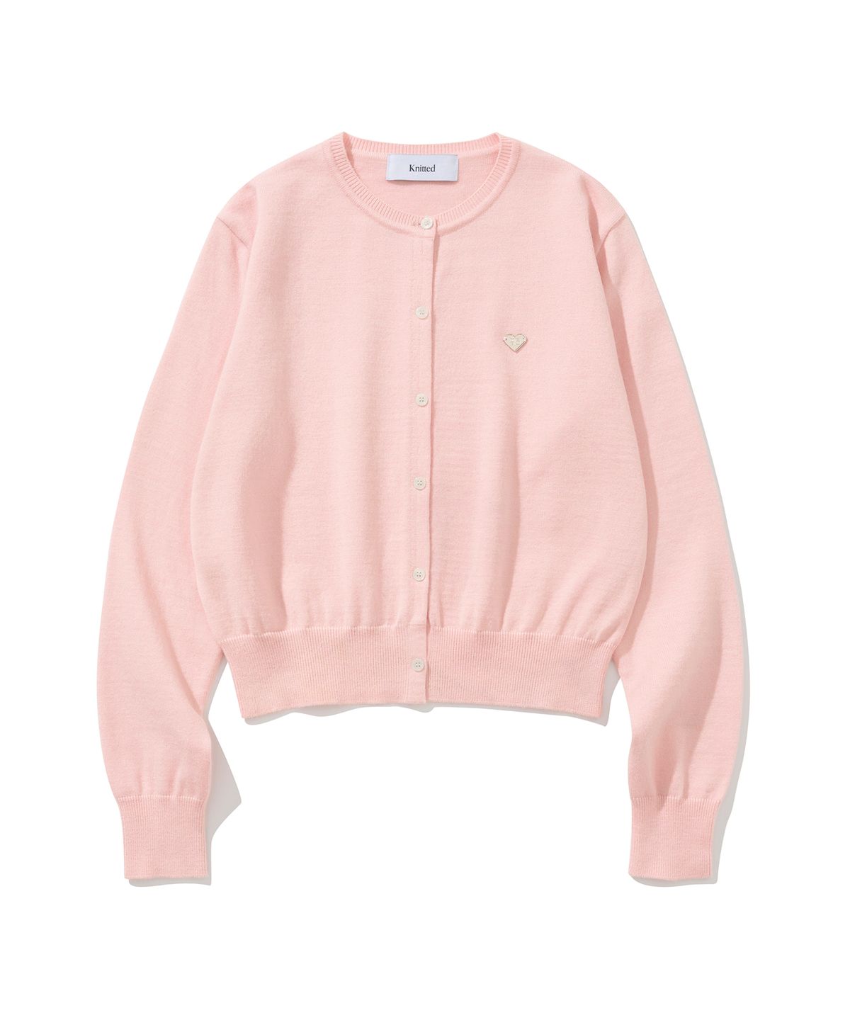 니티드(KNITTED) (W) 베이직 에센셜 워셔블 라운드 가디건 PINK