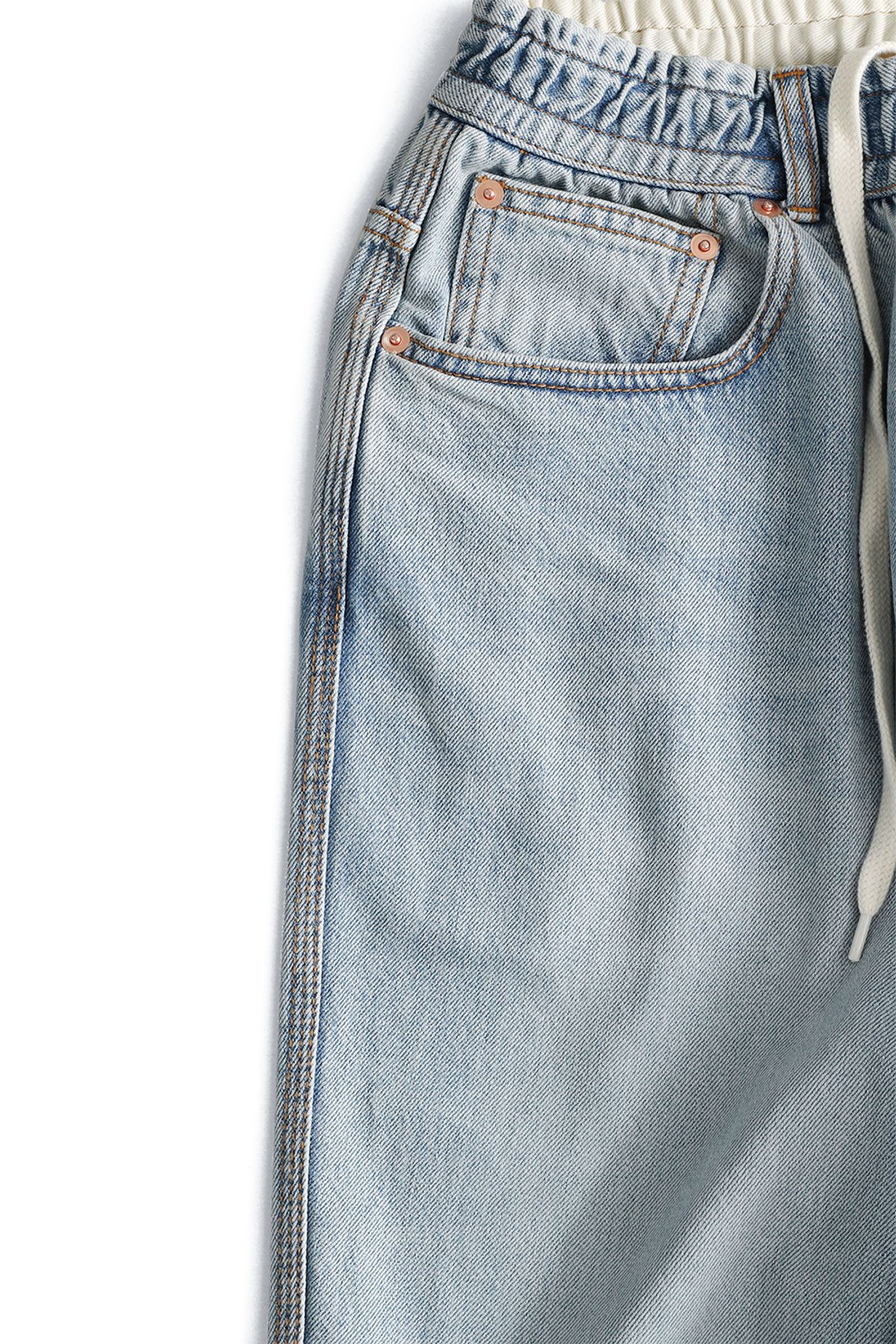 홀리선(HORLISUN) Nasca 5 Pocket Loose Denim Pants Light Blue