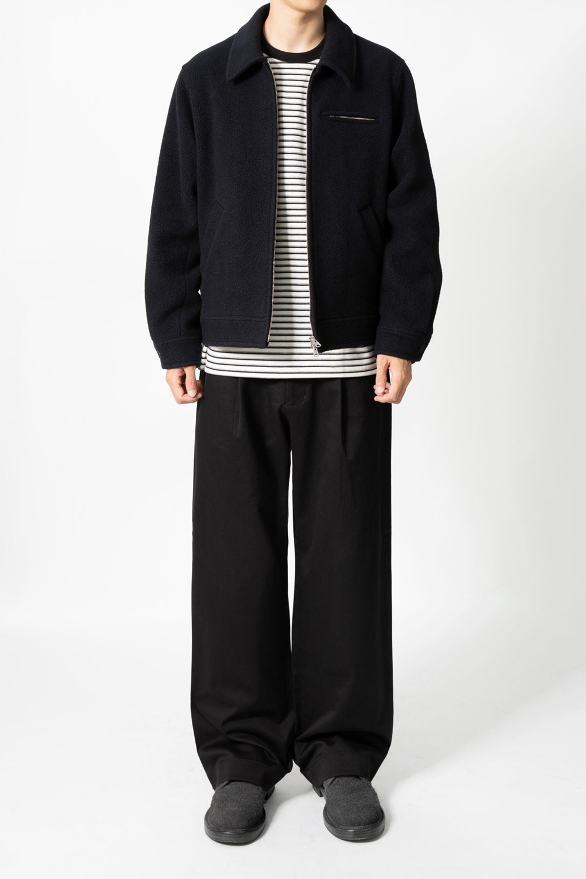 홀리선(HORLISUN) Maple Wool Boucle Detroit Jacket Navy