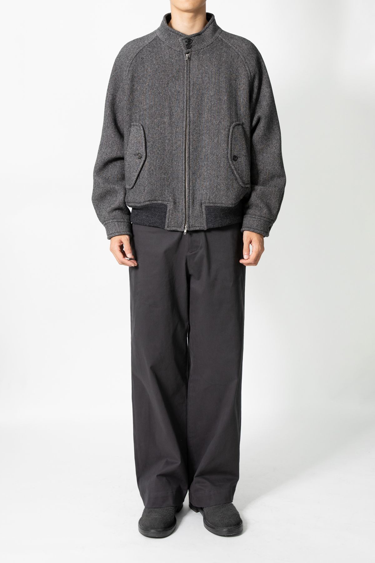 홀리선(HORLISUN) Visitor Wool Twill Harrington Jacket Melange Charcoal
