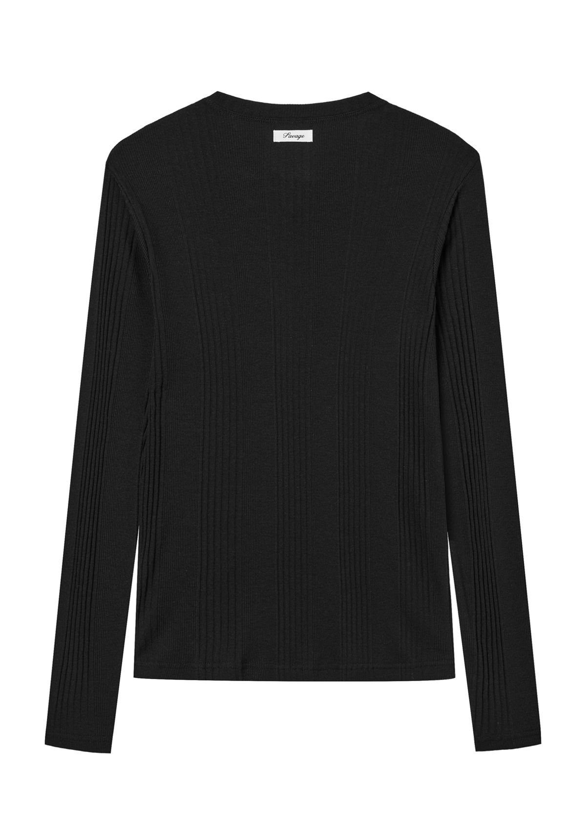 세비지(SAVAGE) Slim Fit Henley Neck Jersey Long Sleeve - Black