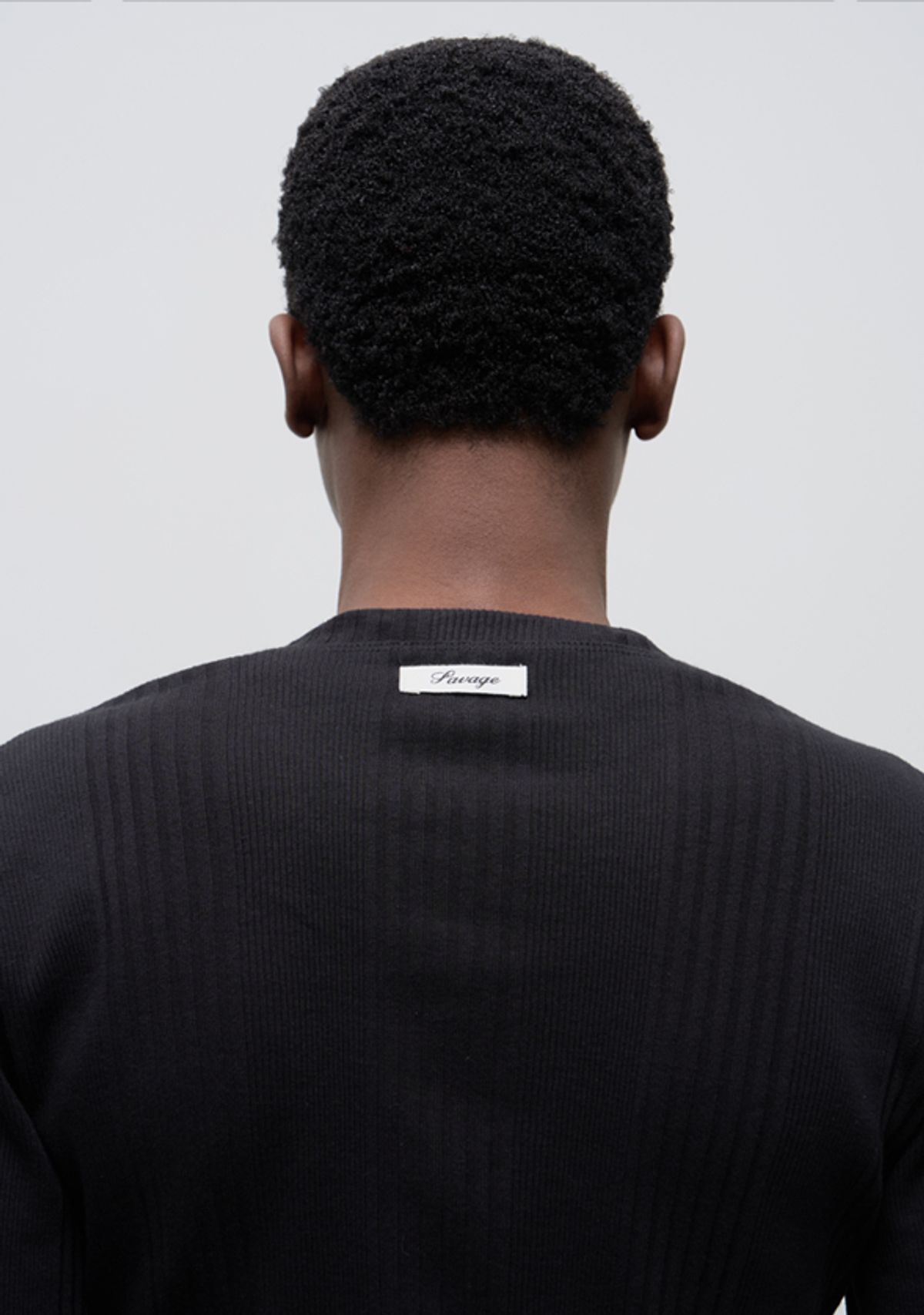 세비지(SAVAGE) Slim Fit Henley Neck Jersey Long Sleeve - Black