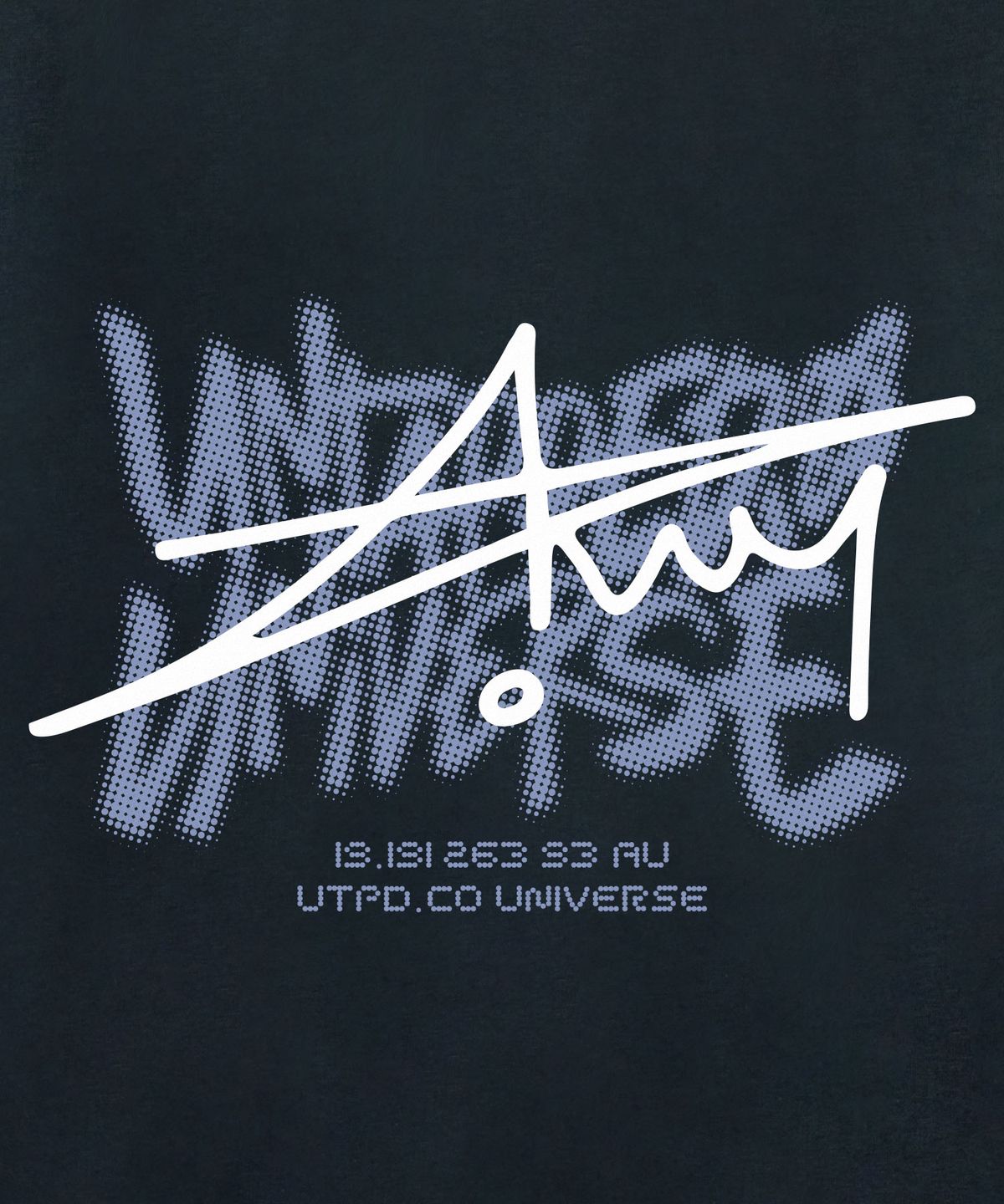언탭트 스튜디오(UNTAPPED STUDIO) 유니버스 셀 시그니처 그래픽 오버핏 배색 후드티셔츠 네이비