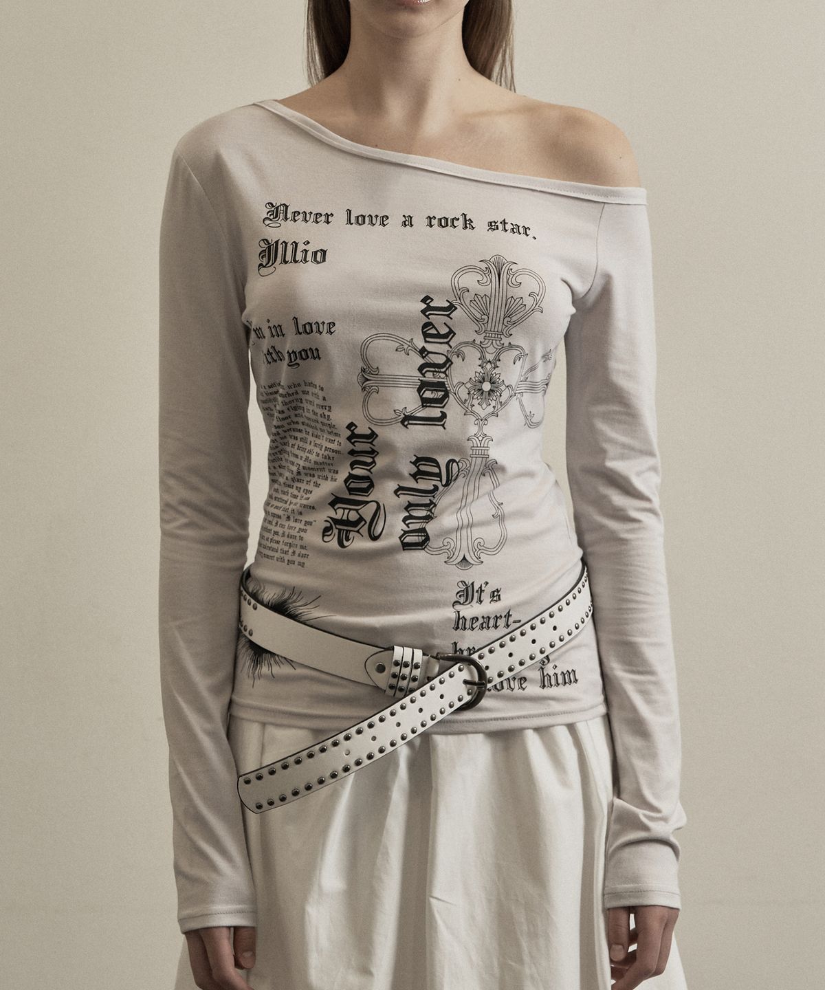 일리오(ILLIO) Light gray lover one shoulder long sleeve