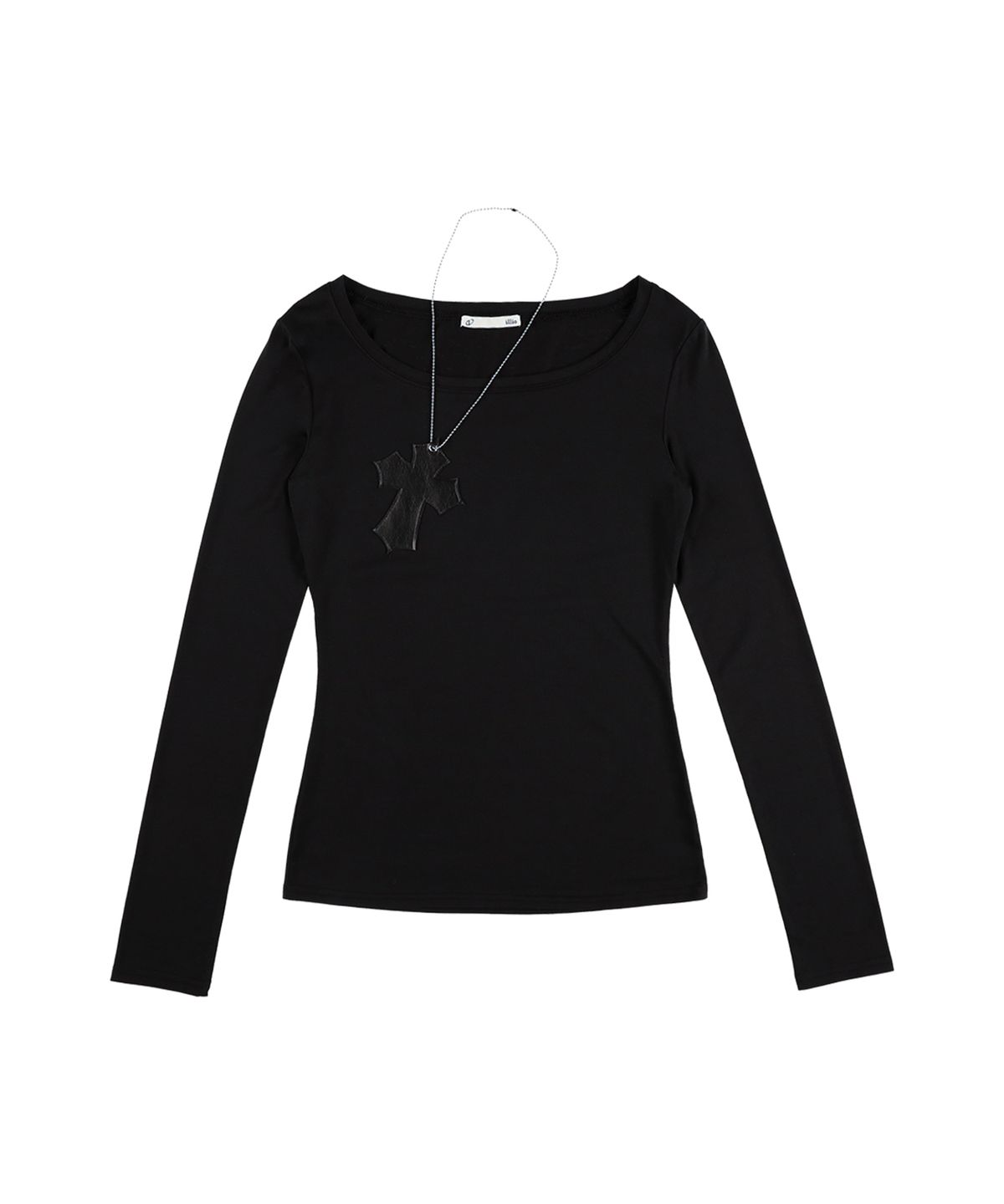 일리오(ILLIO) Black faux leather cross necklace top