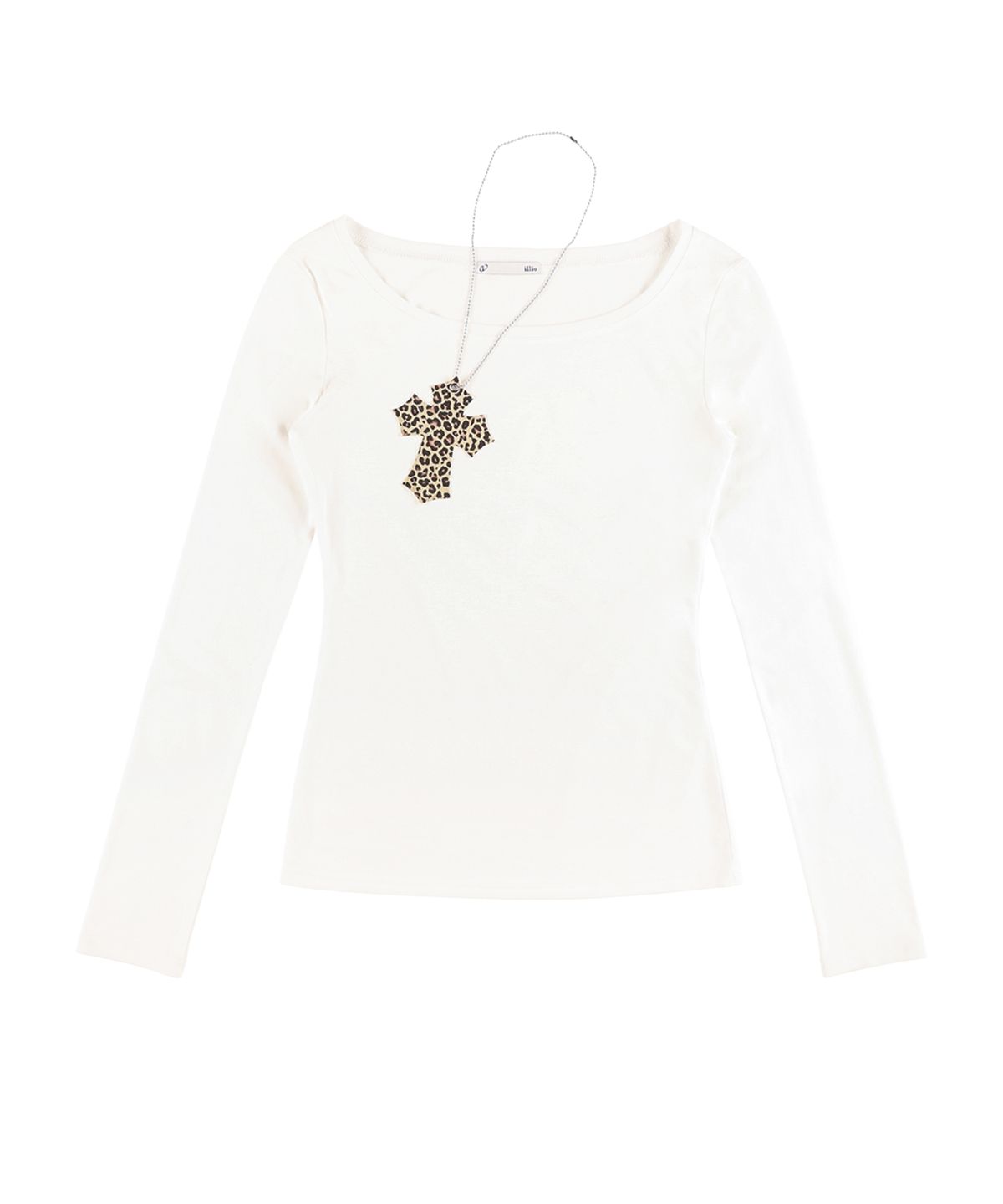 일리오(ILLIO) White leopard cross necklace top