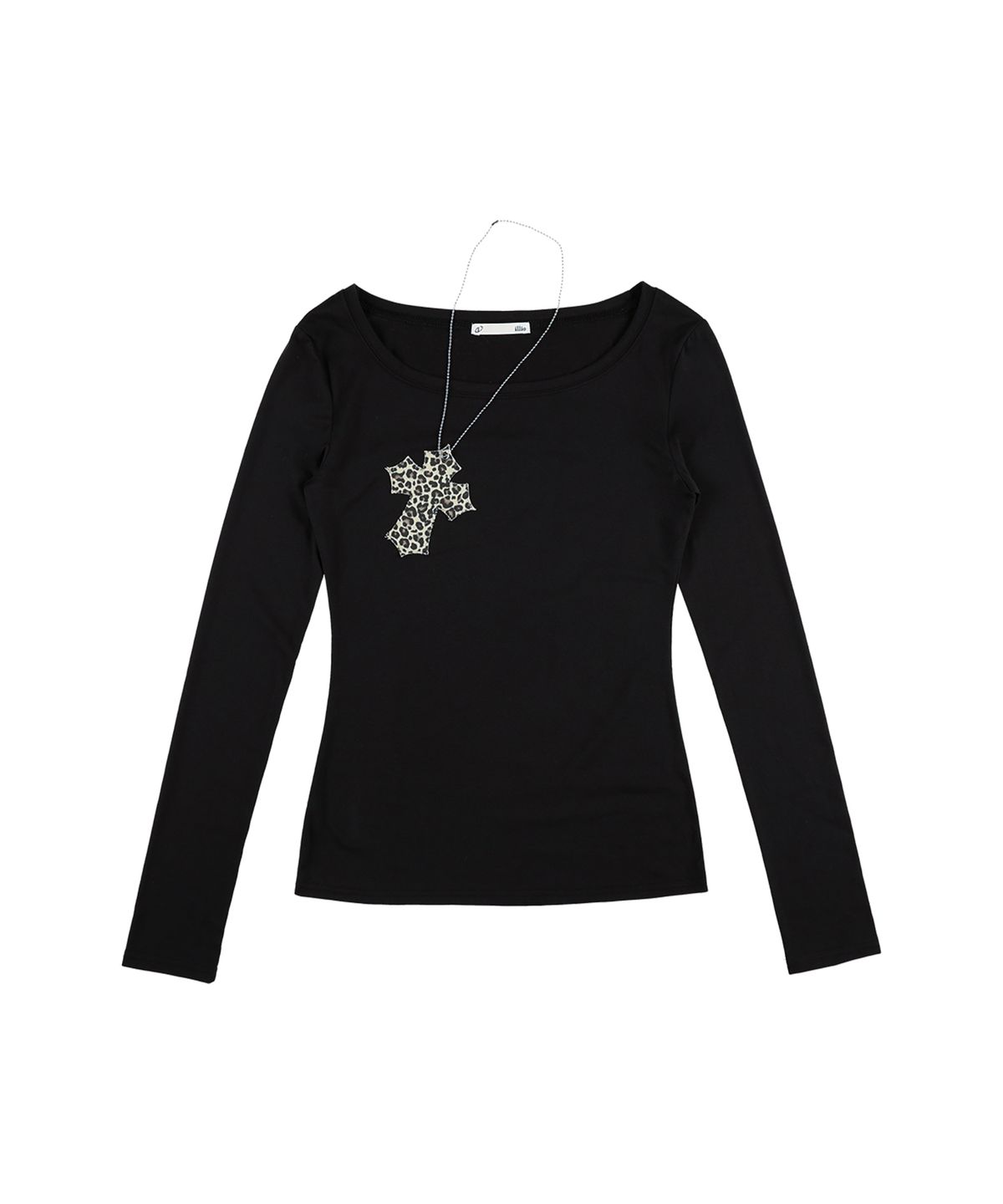 일리오(ILLIO) Black leopard cross necklace top