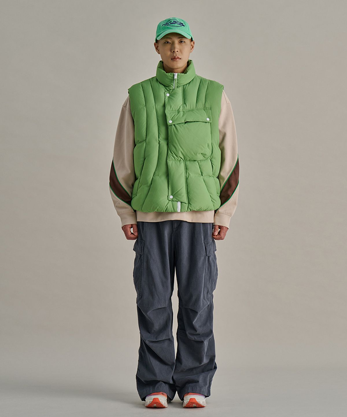논타입(NONTYPE) MOTOBIKE POCKET DOWN VEST (GREEN)