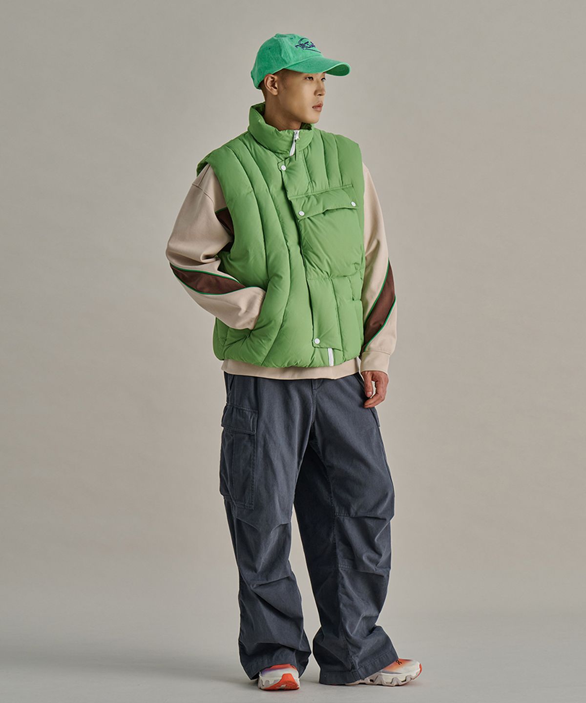 논타입(NONTYPE) MOTOBIKE POCKET DOWN VEST (GREEN)