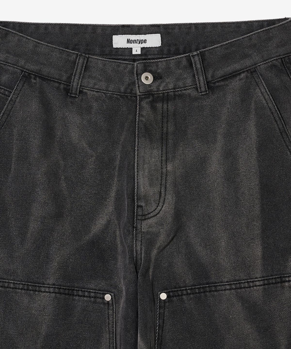 논타입(NONTYPE) TWOTONE CARPENTER DENIM PANTS (BLACK)