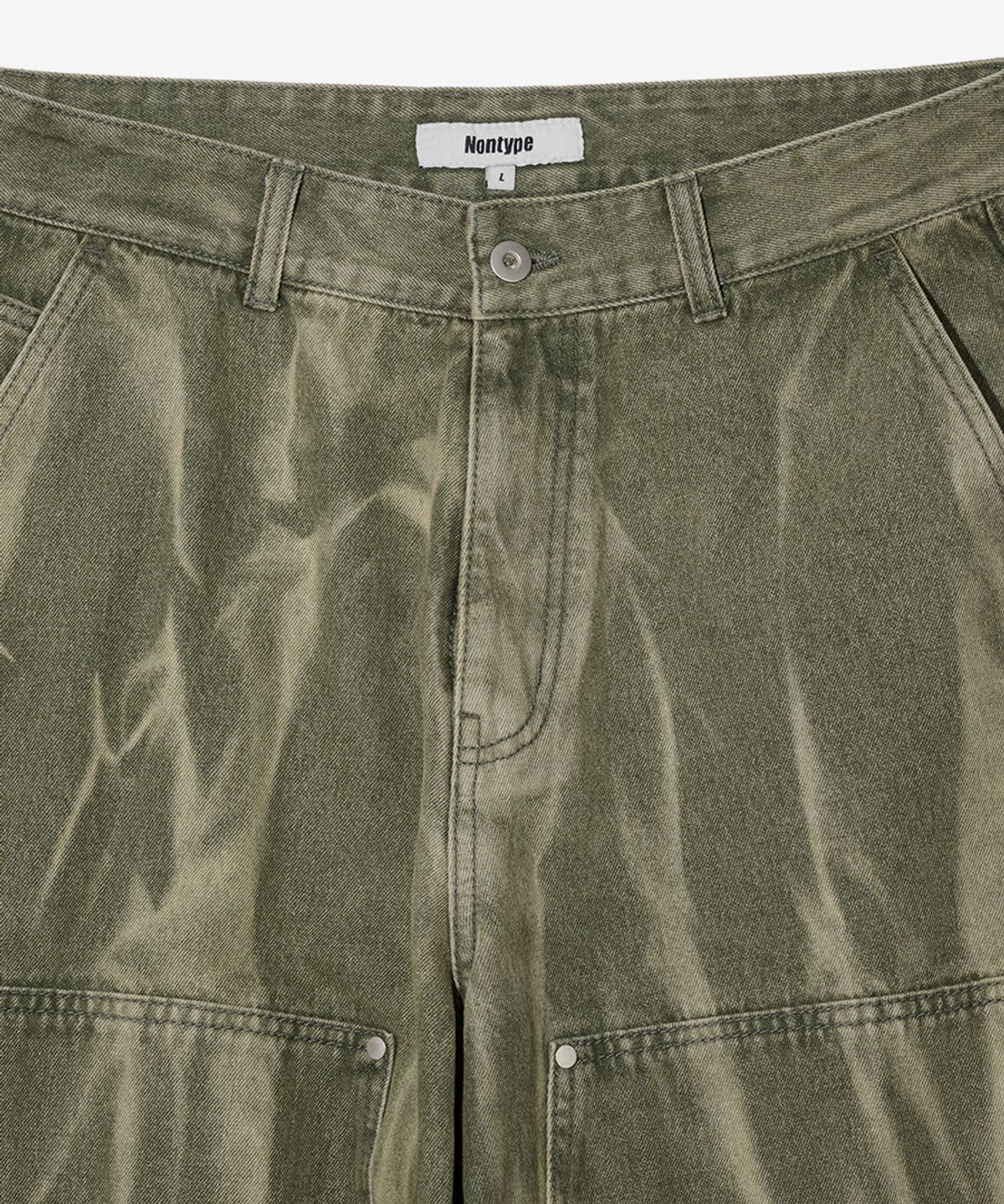 논타입(NONTYPE) TWOTONE CARPENTER DENIM PANTS (KHAKI)