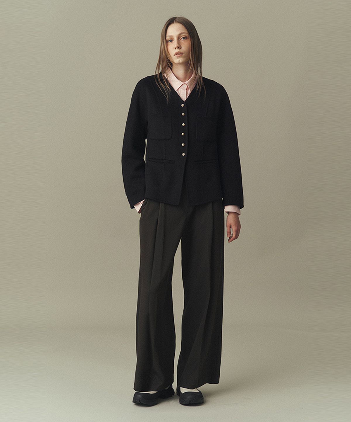 아위(AHWE) WOOL BLEND HANDMADE JACKET_BLACK