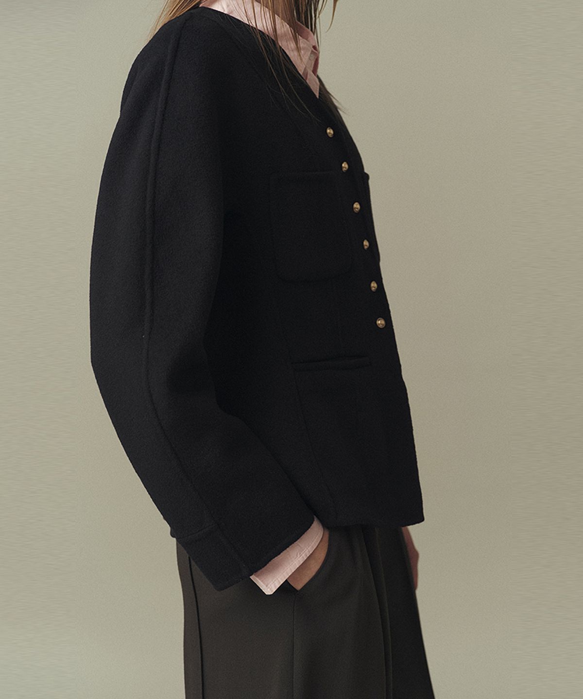아위(AHWE) WOOL BLEND HANDMADE JACKET_BLACK