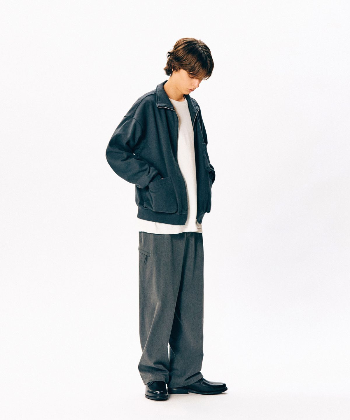 에스피오나지(ESPIONAGE) Full Zip Sweat Work Jacket Vintage Black