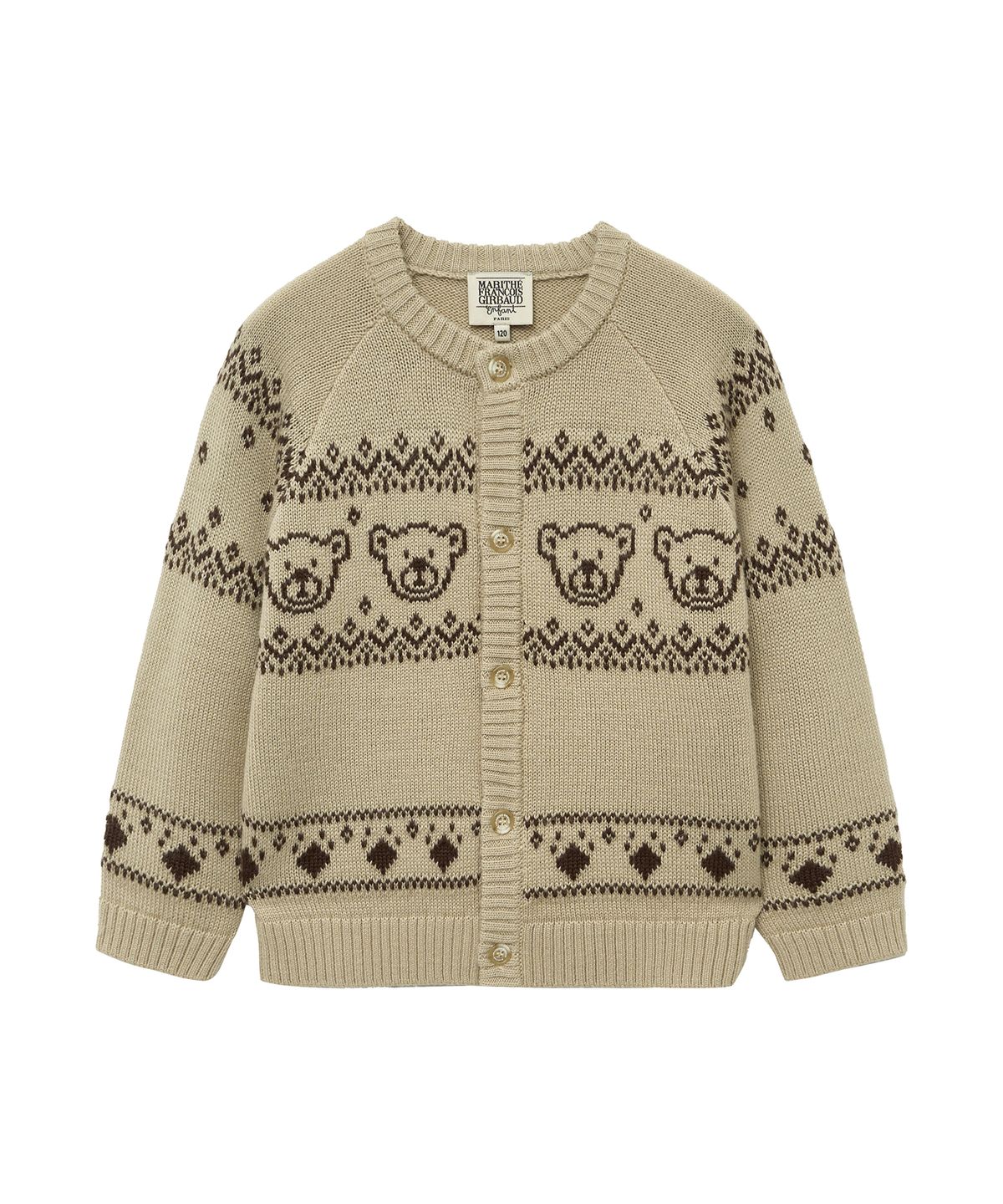 마리떼 키즈(MARITHÉ KIDS) ENFANT BEAR GRAPHIC KNIT CARDIGAN light beige