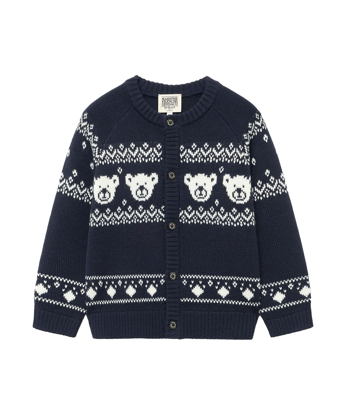 마리떼 키즈(MARITHÉ KIDS) ENFANT BEAR GRAPHIC KNIT CARDIGAN navy