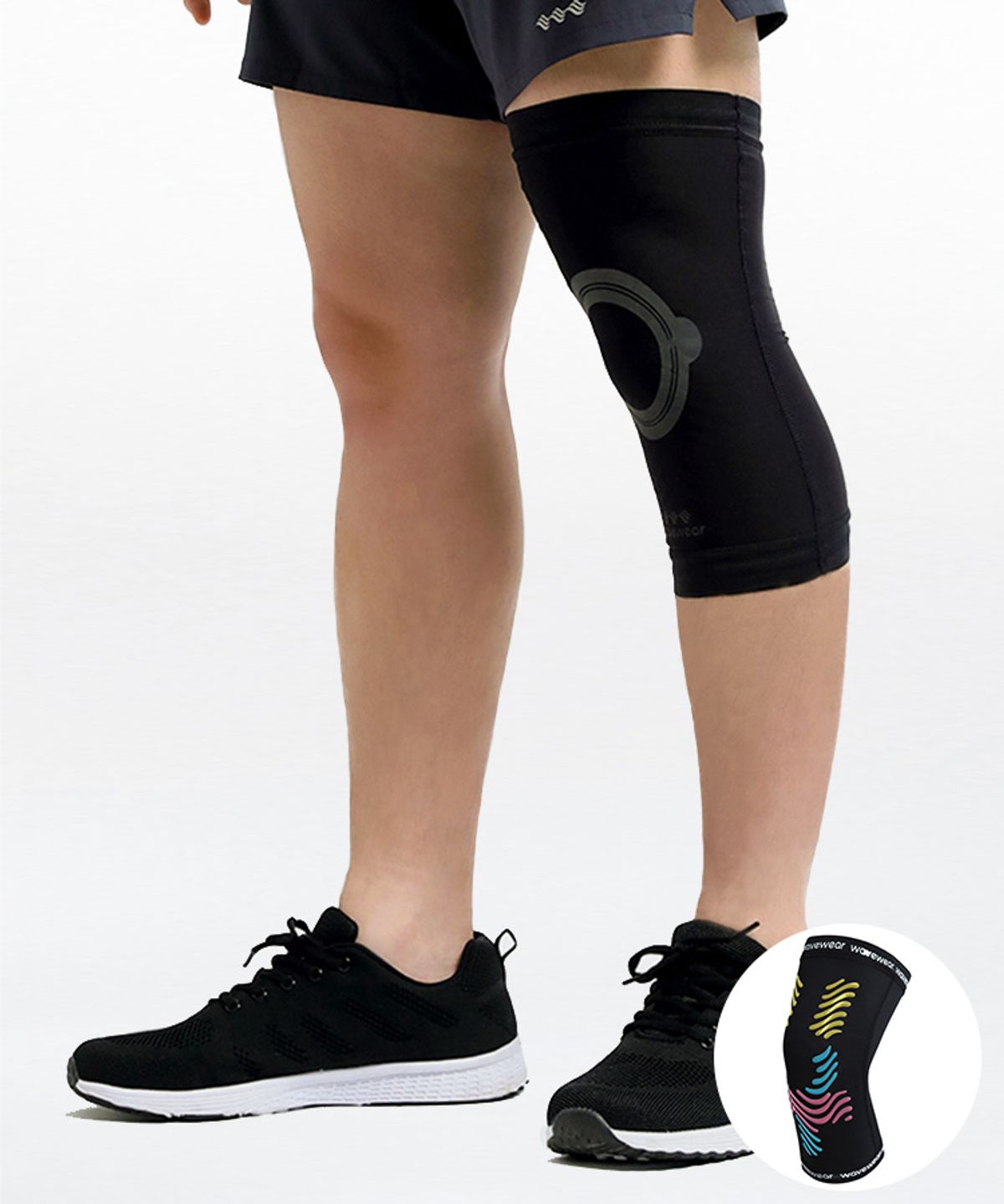 웨이브웨어(WAVEWEAR) 스포츠테이핑 스킨핏 무릎슬리브 K2  블랙