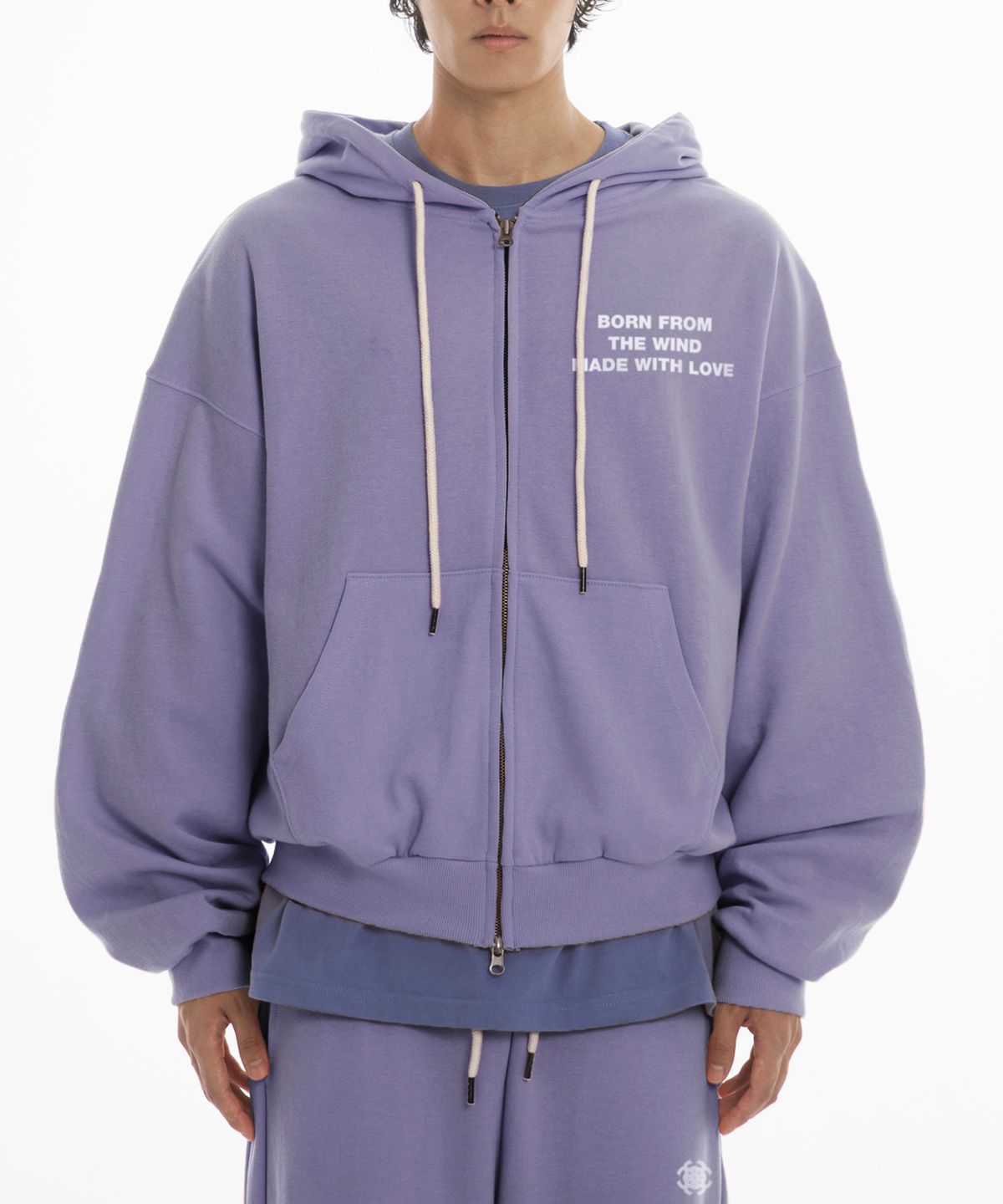 팬쇼(FANSHOW) MWL OVER FIT FLEECE-LINED HOODED ZIPUP - PURPLE