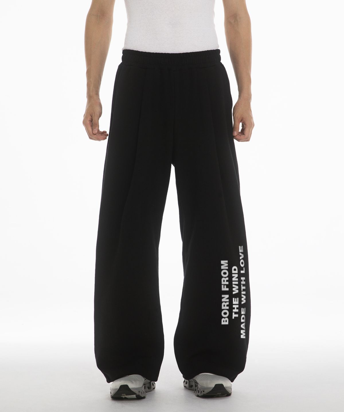 팬쇼(FANSHOW) MWL STRING ONE TUCK PANTS - BLACK