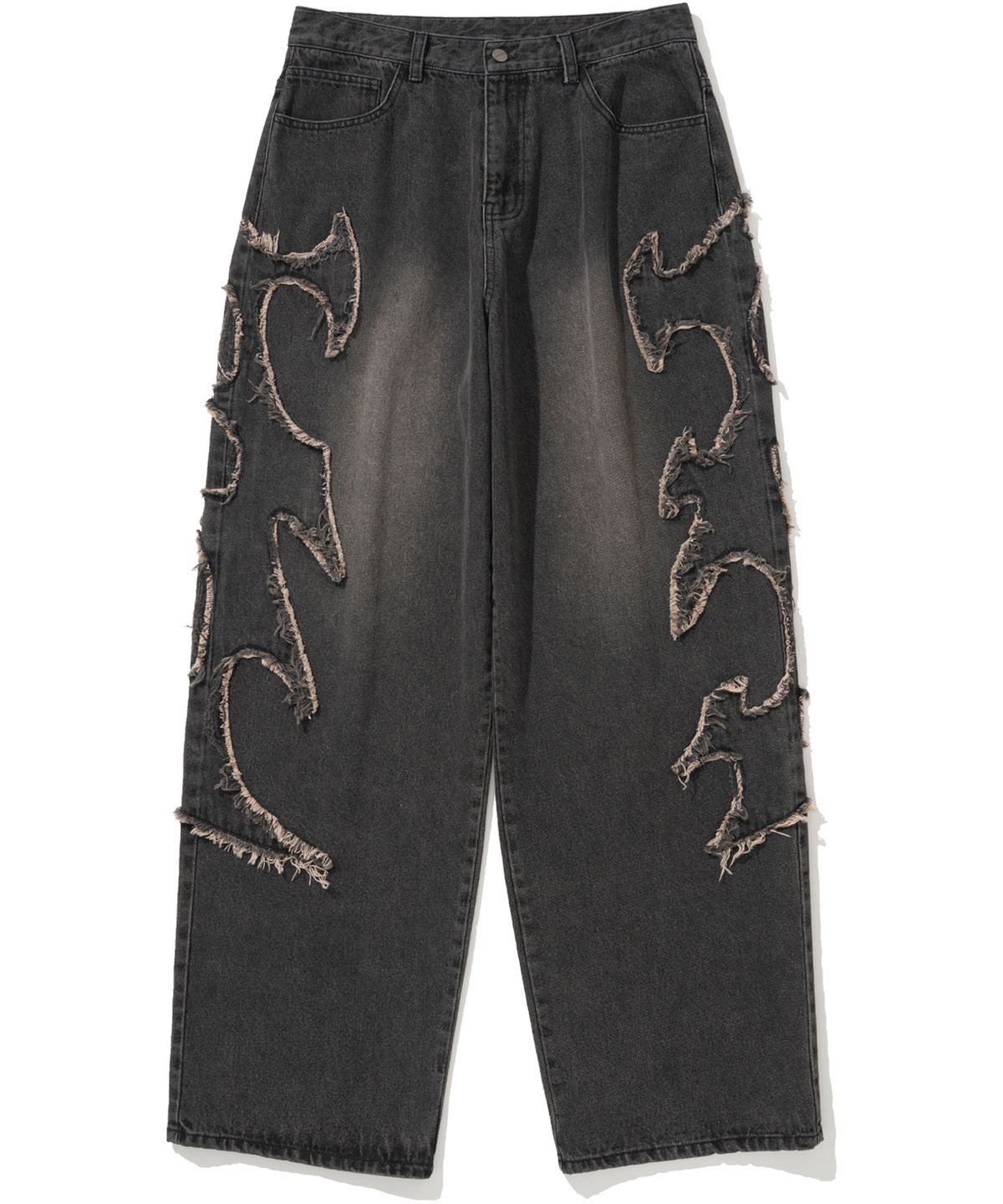 낫포너드(NOT4NERD) Tribal Cut Panel Denim Pants - Black
