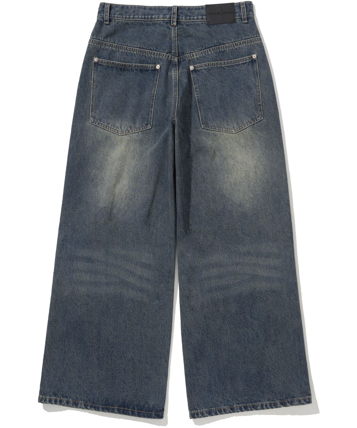 낫포너드(NOT4NERD) Camo Double Knee Flare Fit Denim Pants - Deep Blue