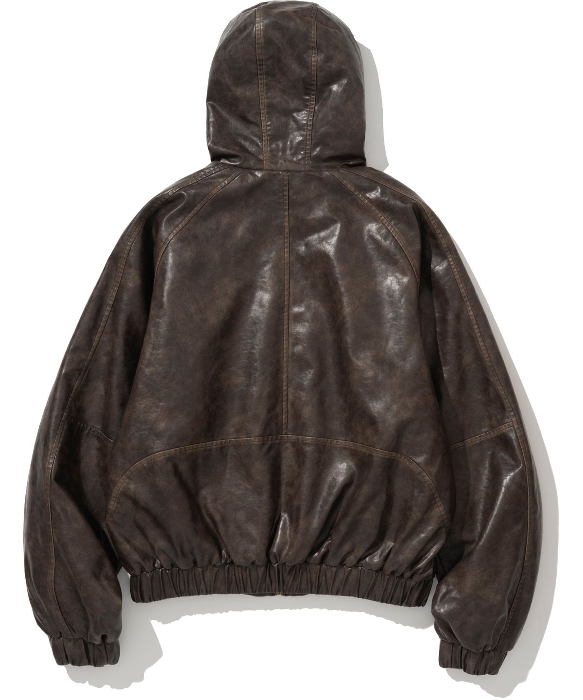 낫포너드(NOT4NERD) Crop Leather Vintage Hooded Jacket - Brown