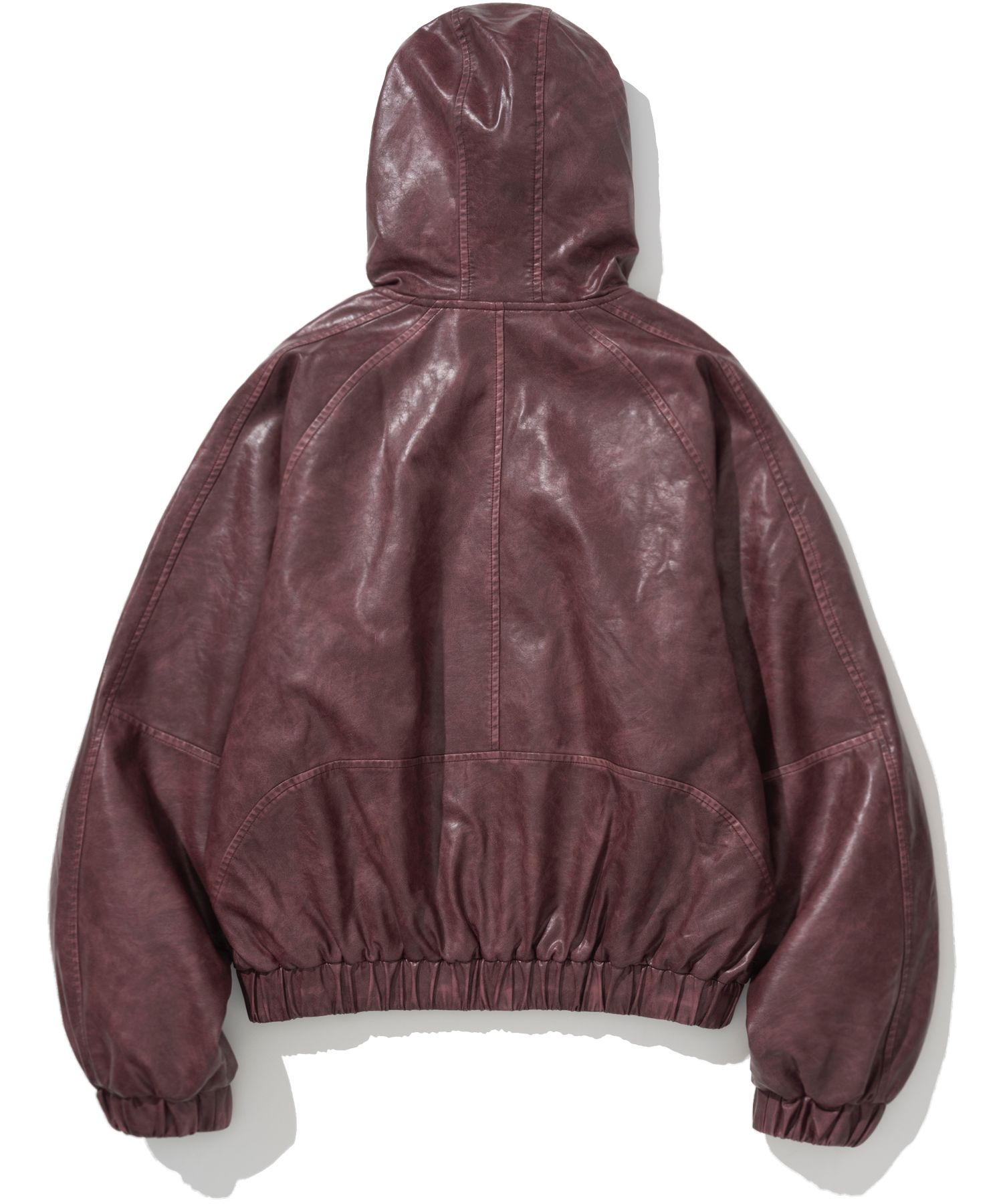 MUSINSA | NOT4NERD Crop Leather Vintage Hooded Jacket - Red