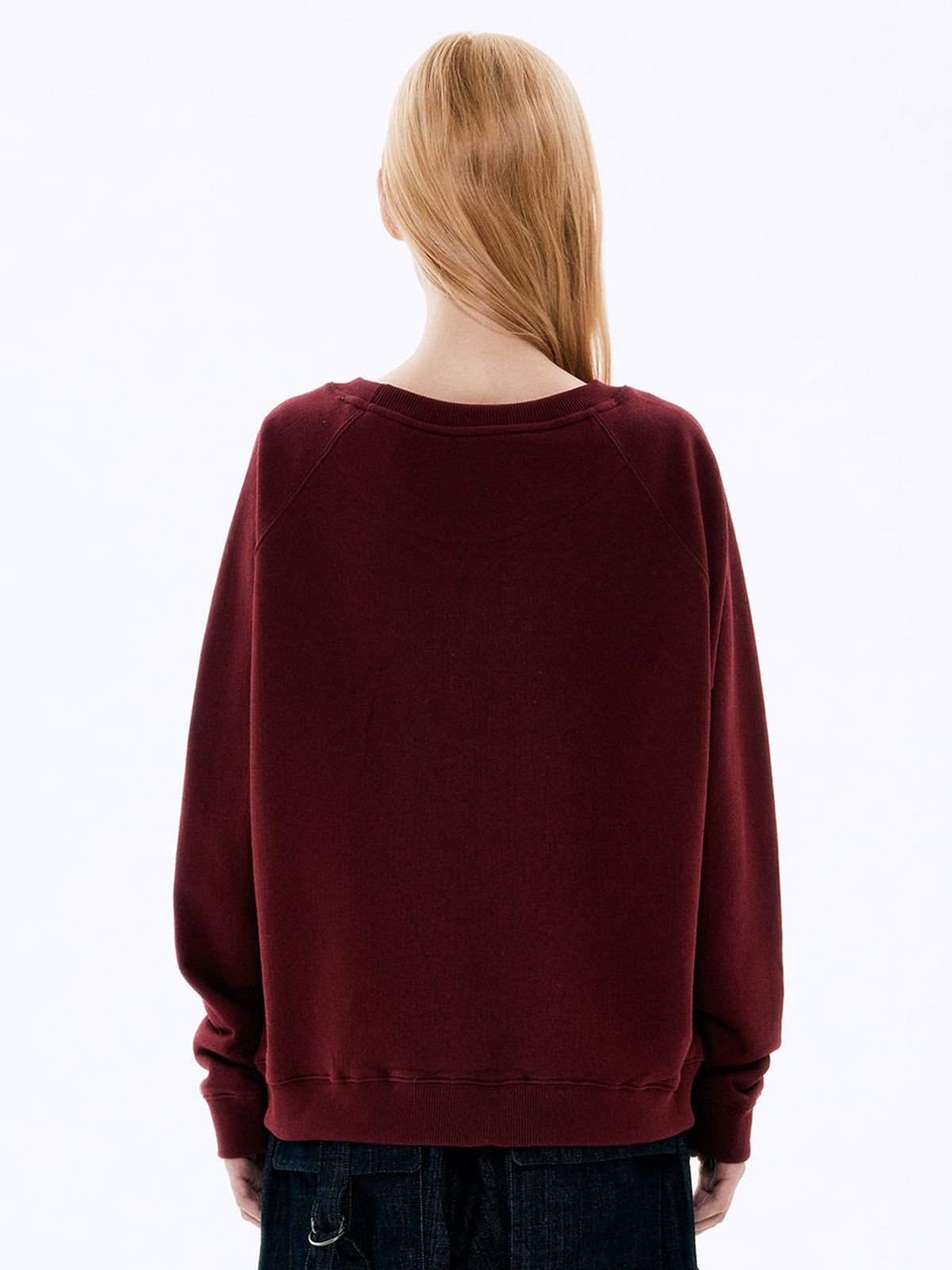 비수스(VISUS) Beads Heart Sweatshirt_Burgundy