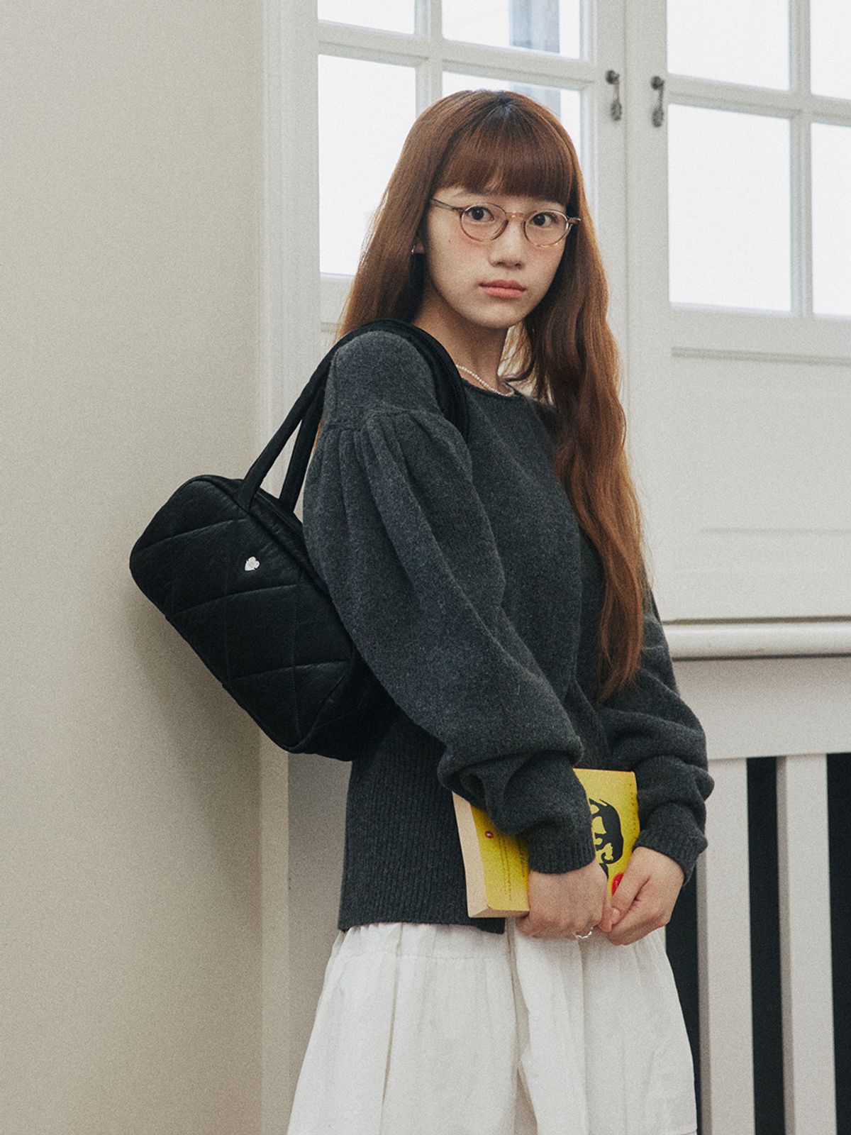 하이칙스(HIGH CHEEKS) Smooth Baguette Bag (Black)_HC2479BG002M
