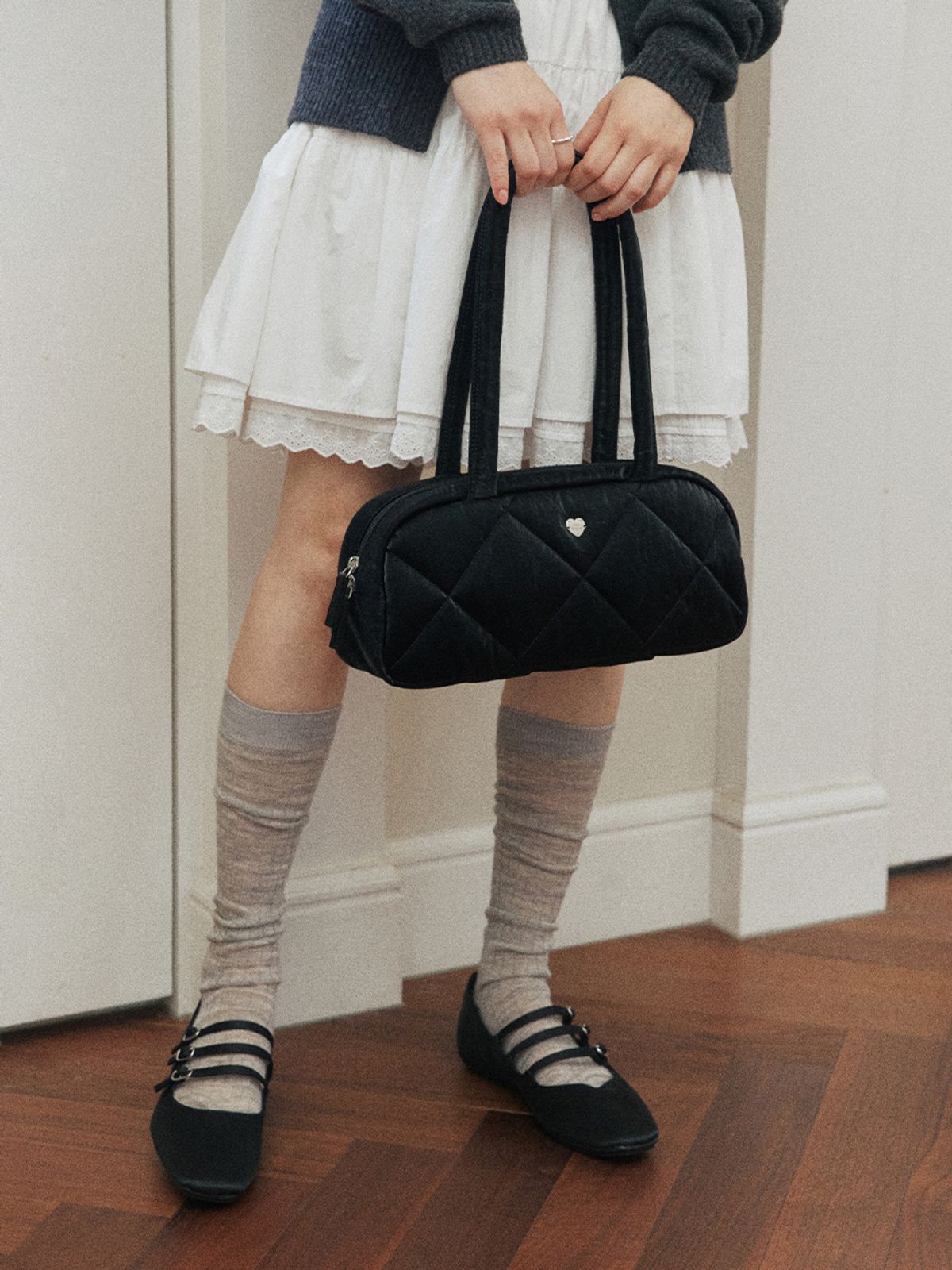 하이칙스(HIGH CHEEKS) Smooth Baguette Bag (Black)_HC2479BG002M