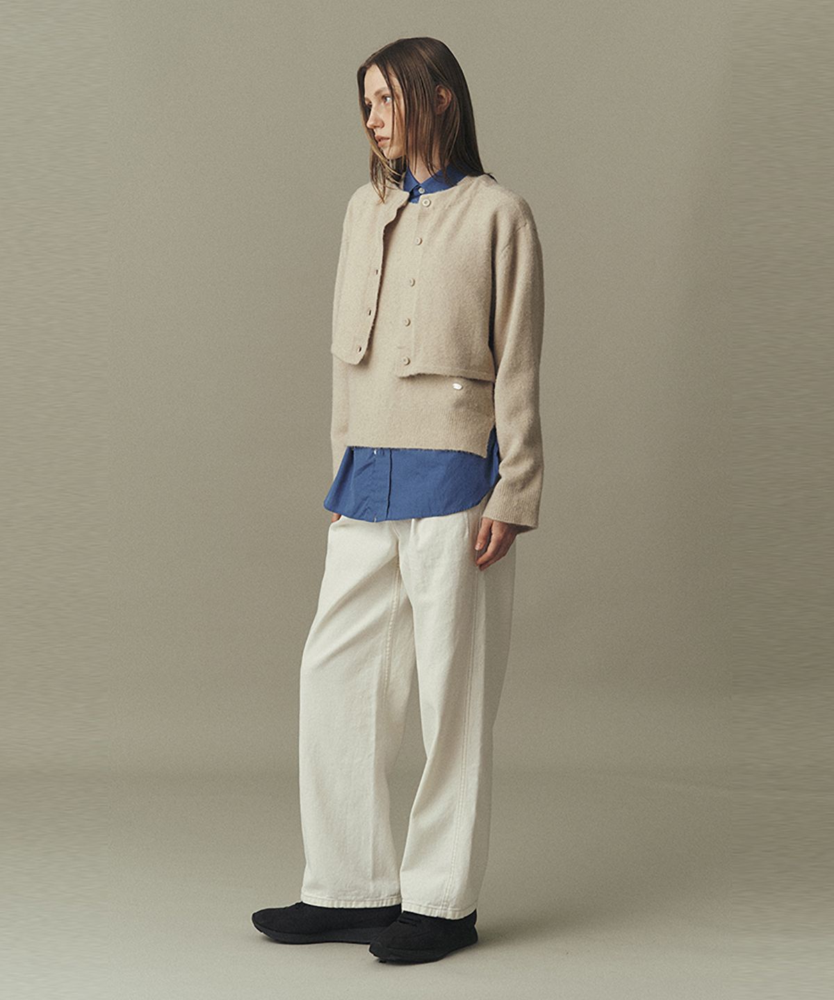 아위(AHWE) VEST CARDIGAN SET-UP_BEIGE