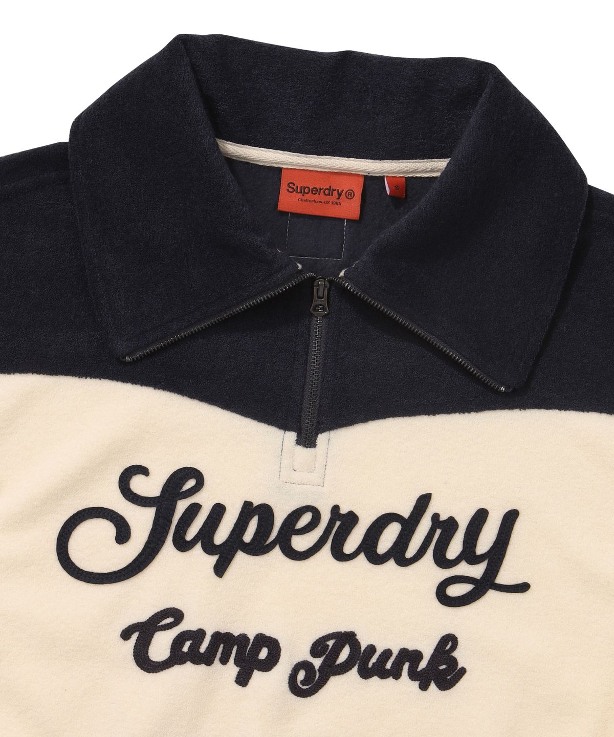 슈퍼드라이(SUPERDRY) W 캠프 크롭 하프 집업 맨투맨 아이보리