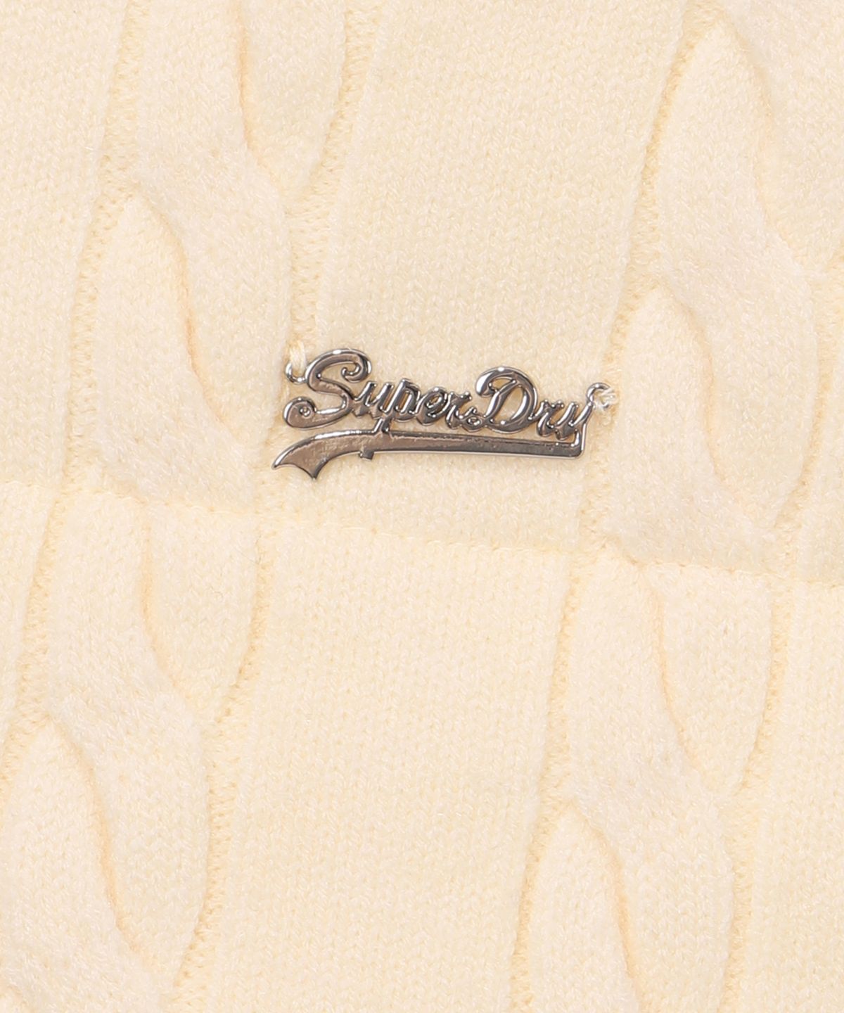슈퍼드라이(SUPERDRY) W 크롭 니트 패딩 베스트 아이보리