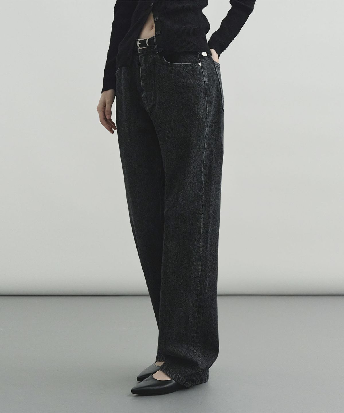 몽돌(MONGDOL) 스트레이트 AMC 데님진 블랙 MDPT056BLACK