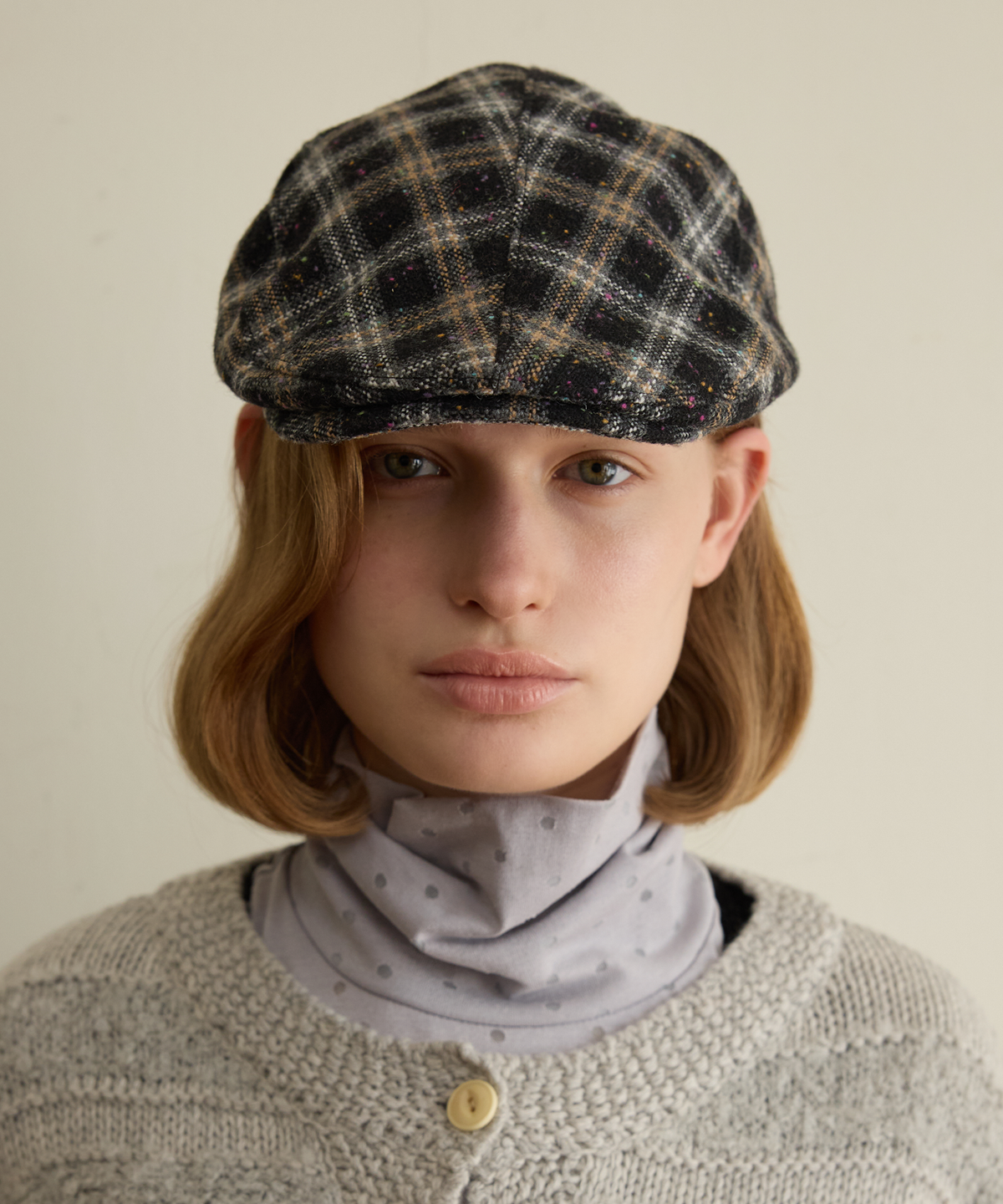 펀프롬펀(FUNFROMFUN) CHECK HUNTING CAP, BLACK