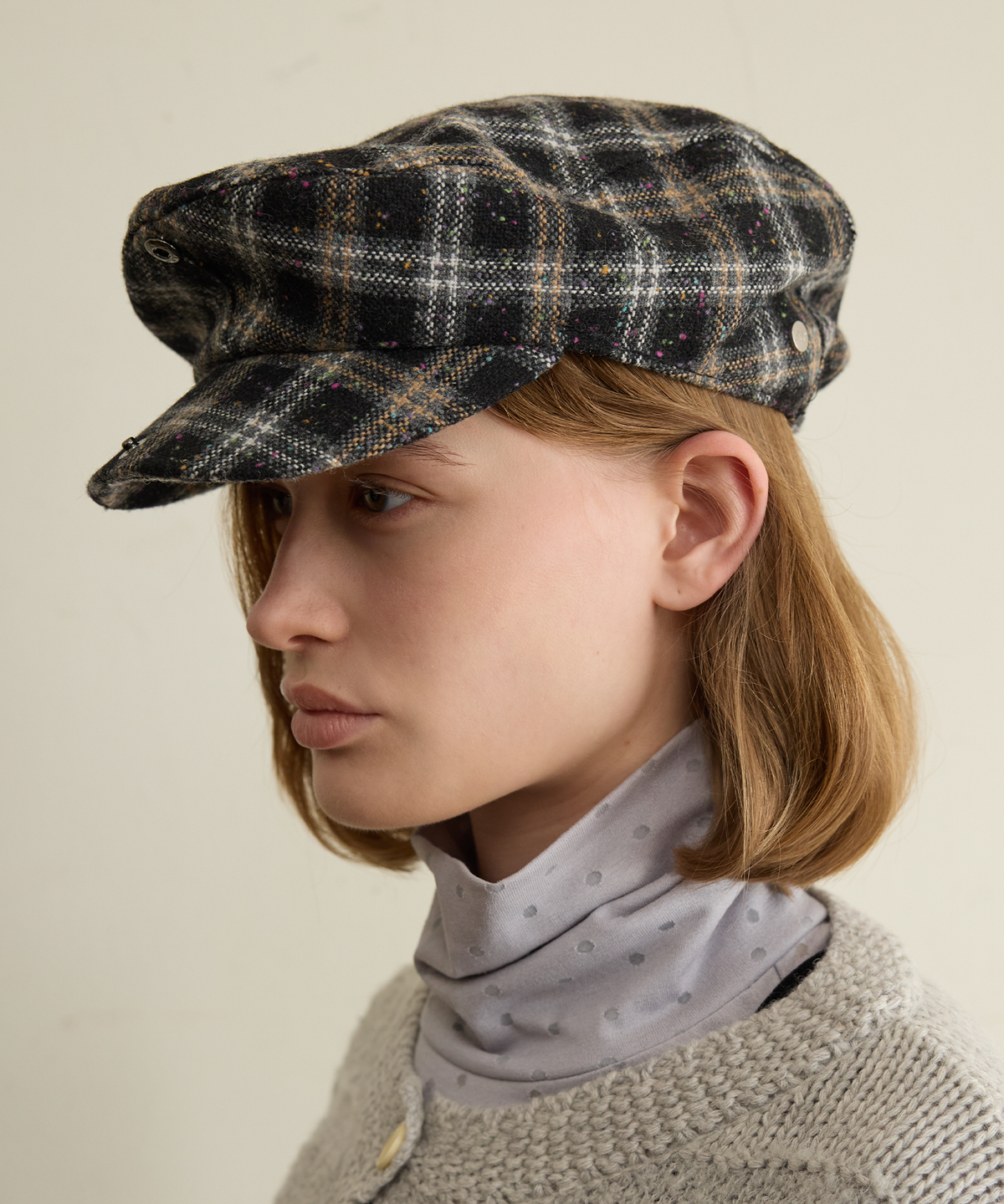 펀프롬펀(FUNFROMFUN) CHECK HUNTING CAP, BLACK