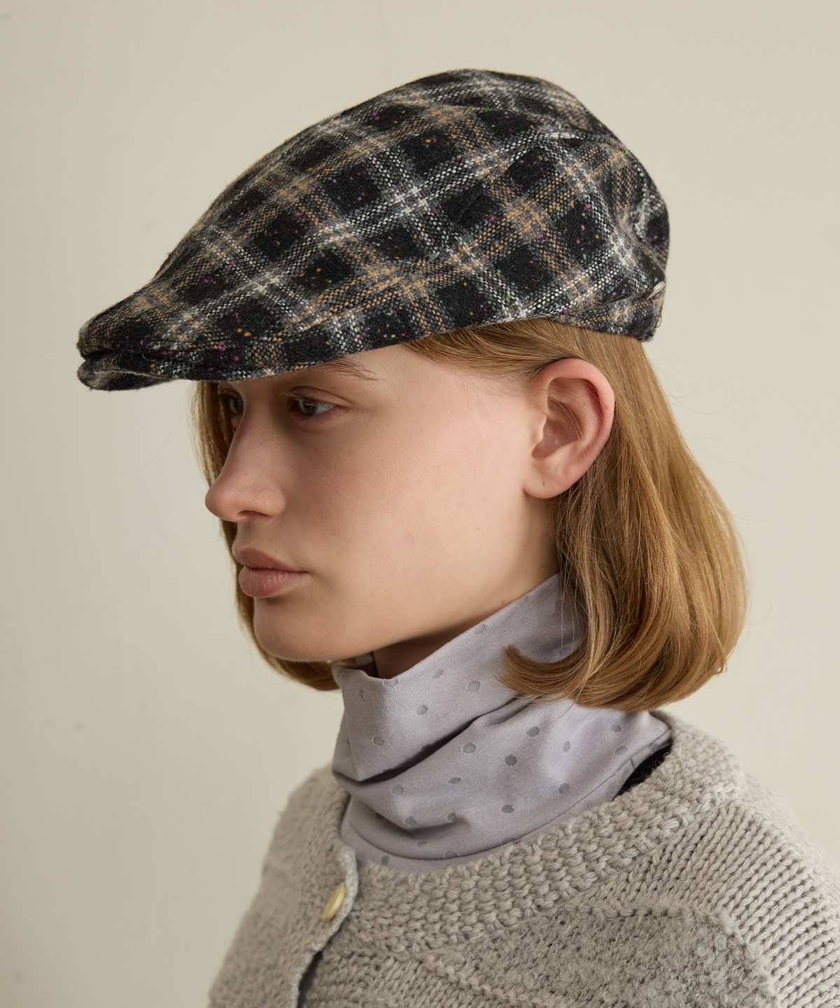 펀프롬펀(FUNFROMFUN) CHECK HUNTING CAP, BLACK